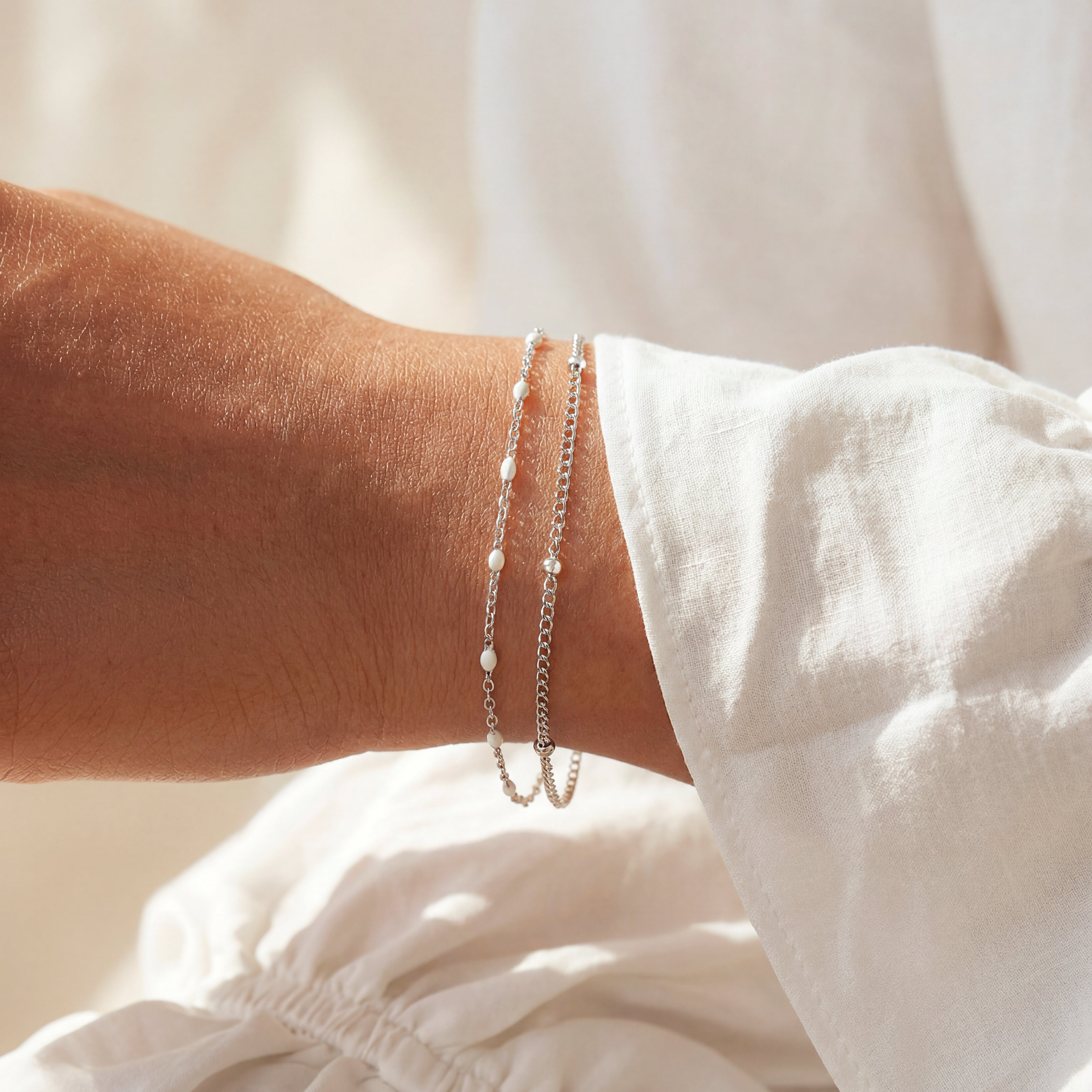 Bracelet Boules Blanches