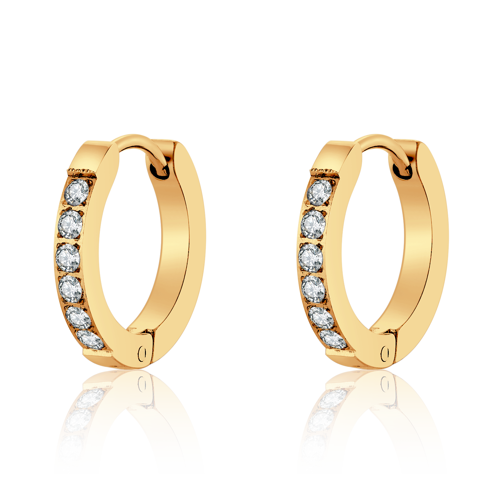 Boucles d'oreilles Anneaux Zircones Blanches