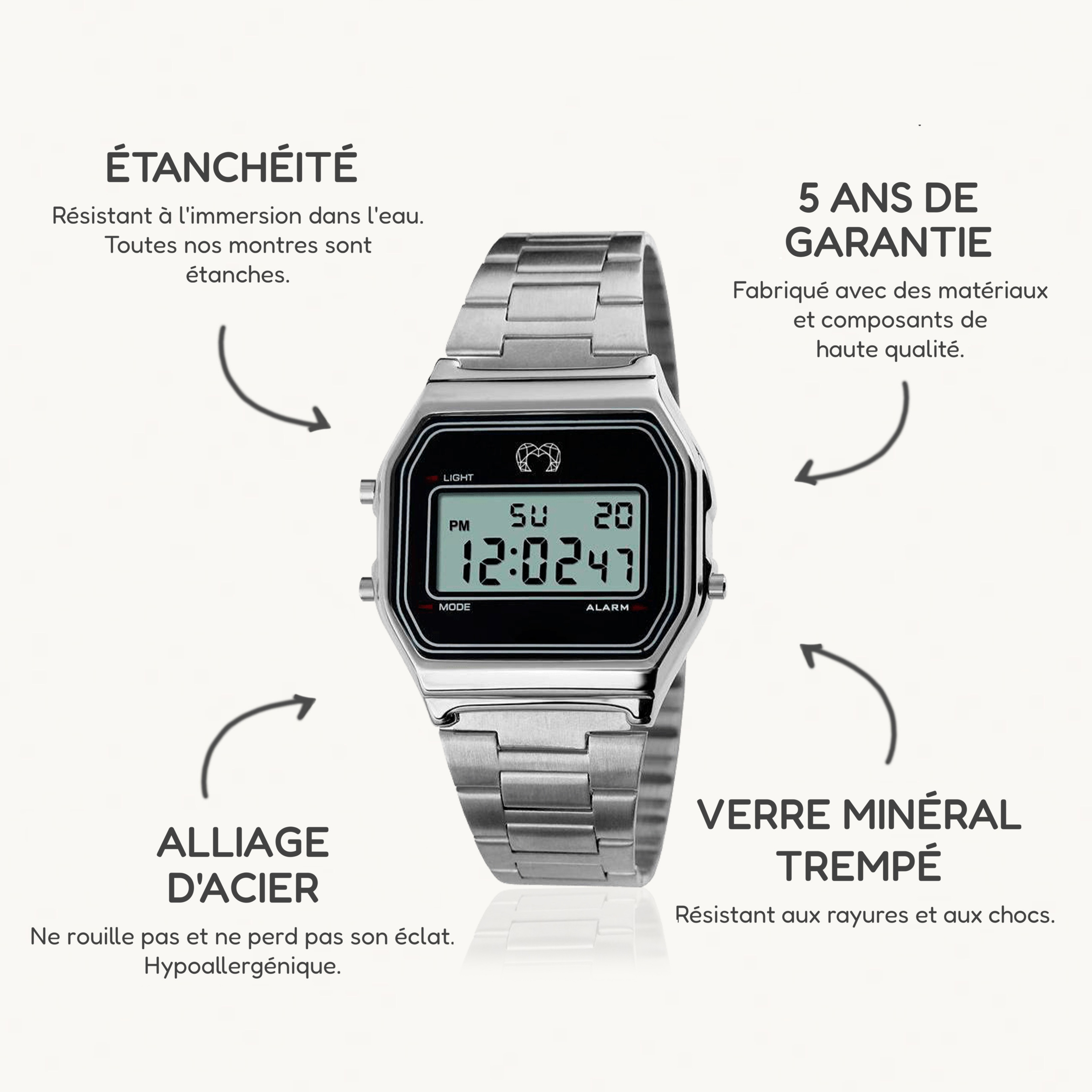 Vintage Digitaluhr ~ Silber