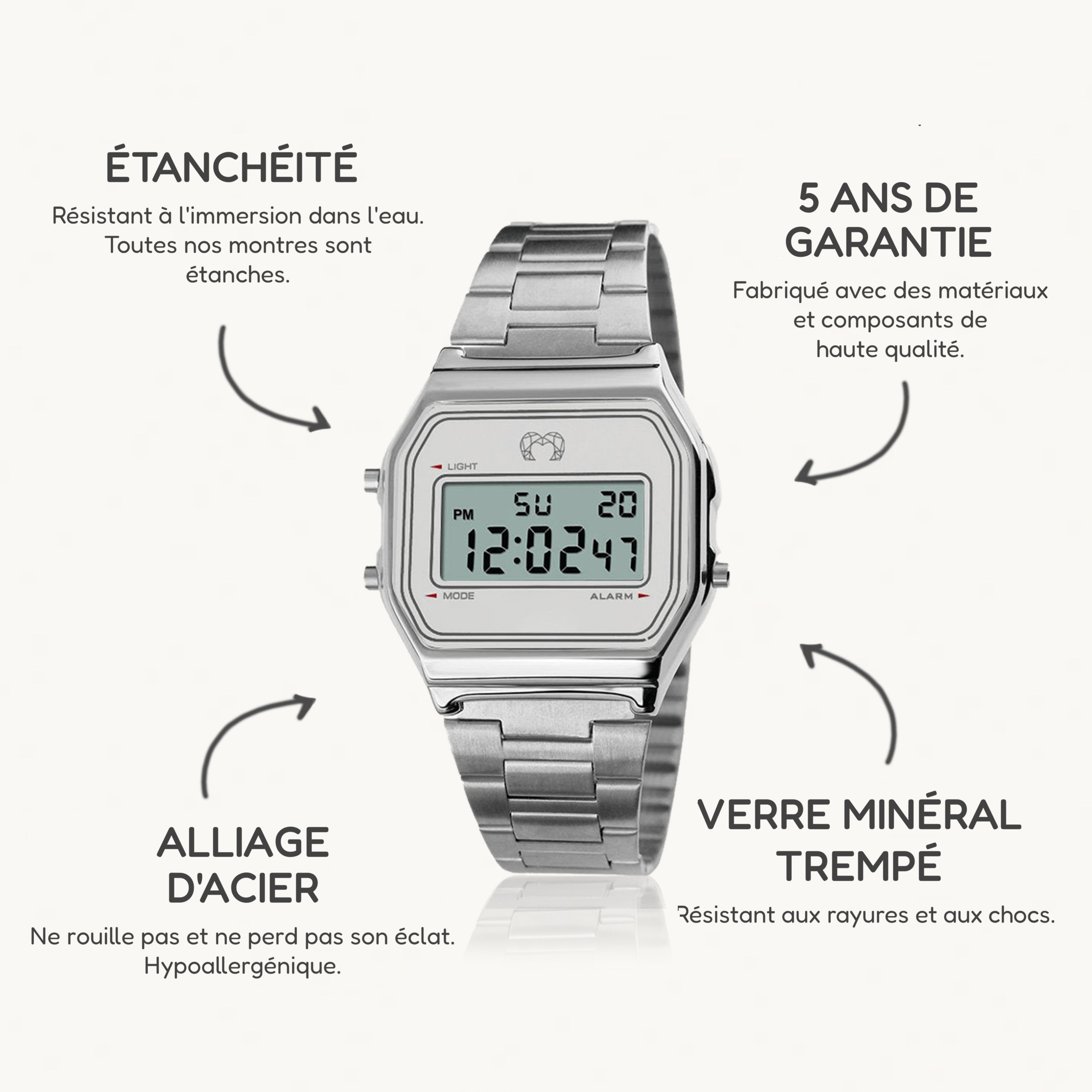 Montre Digitale Vintage ~ Argent