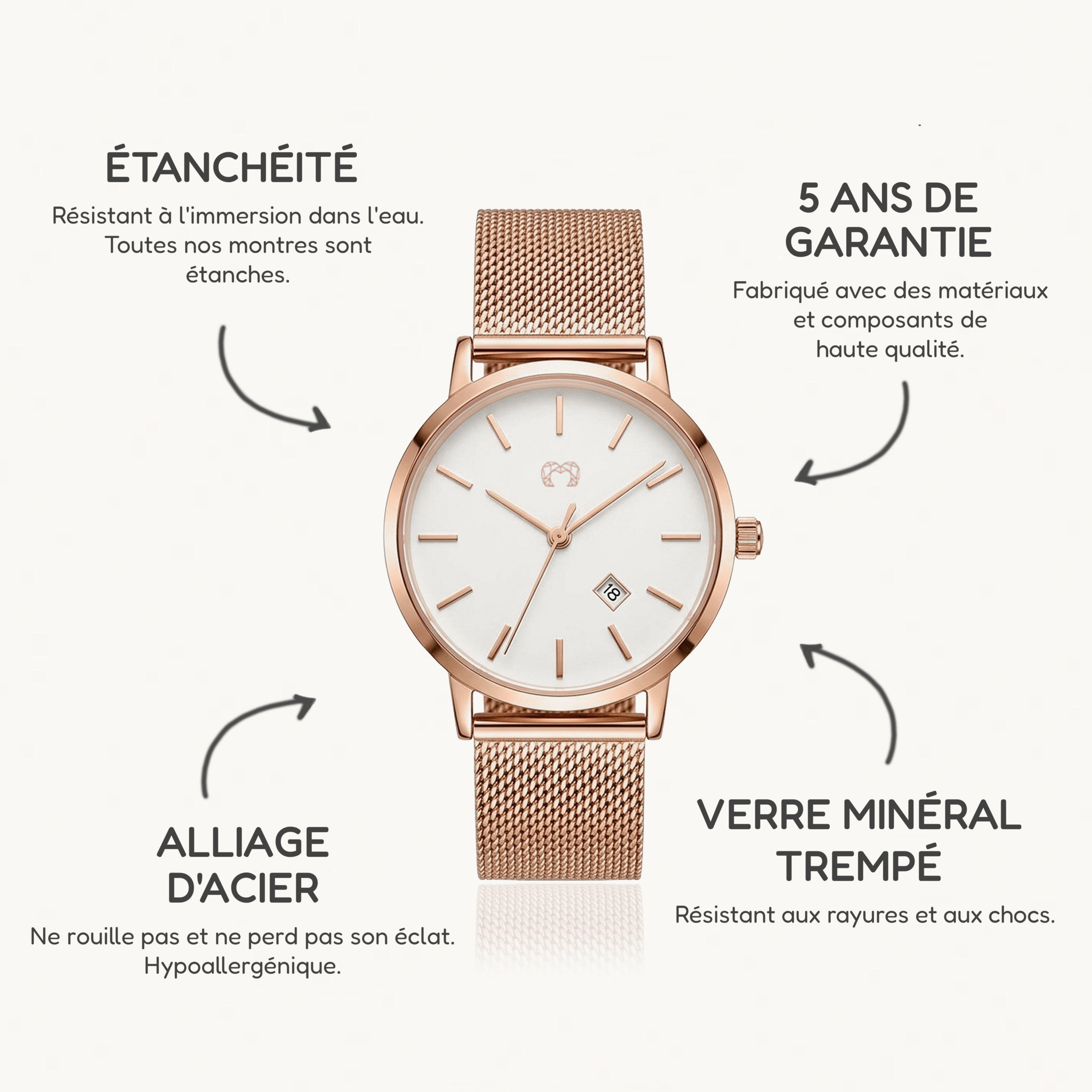 Montre Marseille ~ Rose Blanc