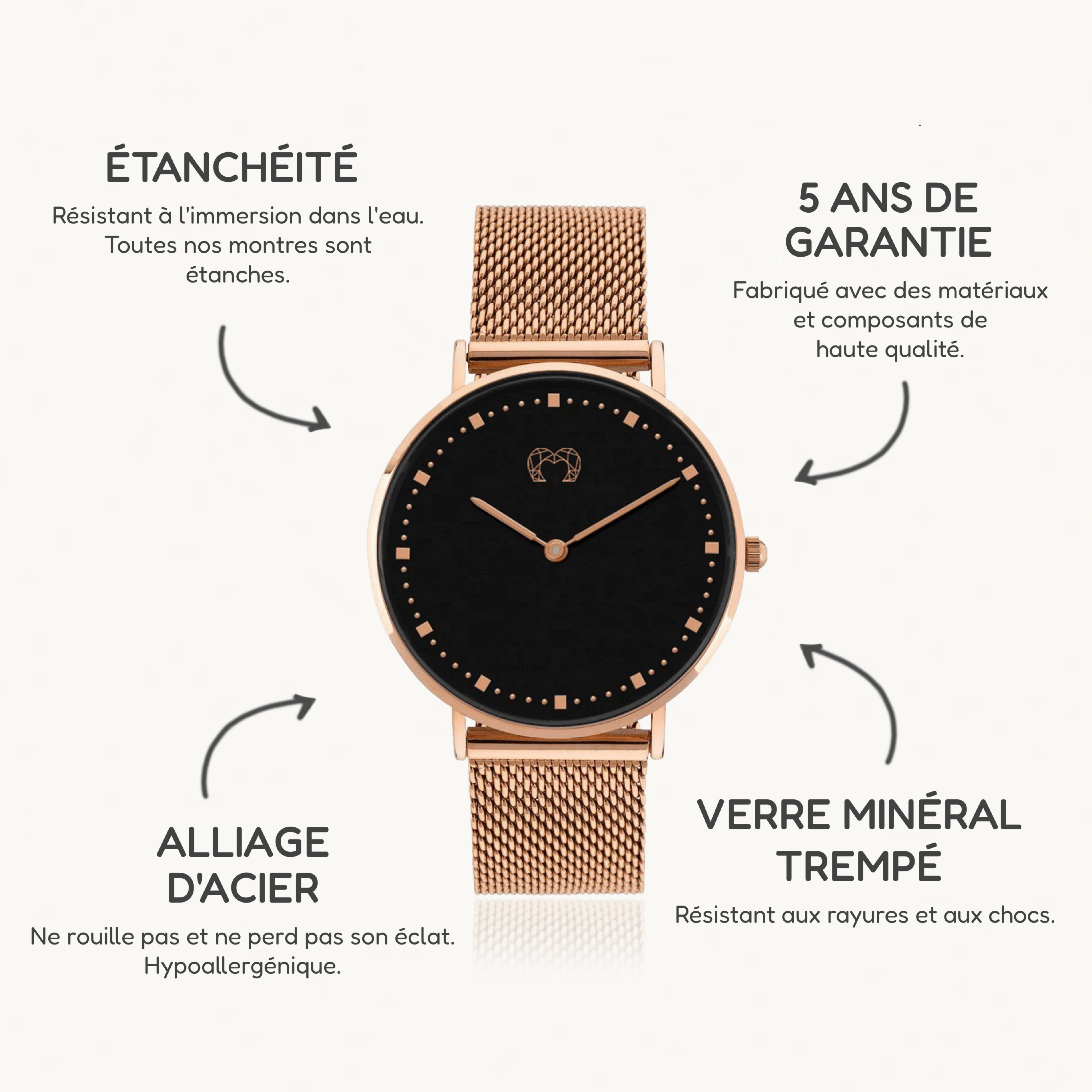Montre Juliette ~ Rose Noir