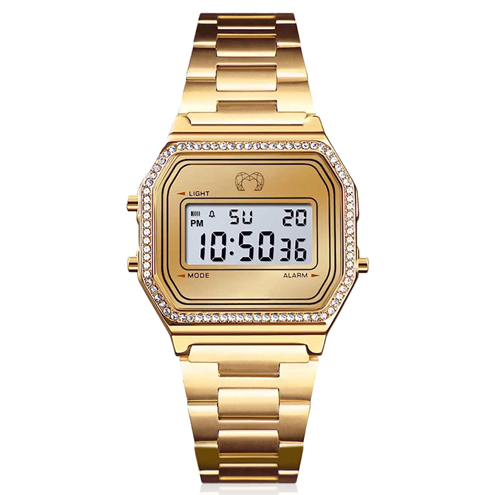 Montre Digitale Rétro Brillant ~ Or