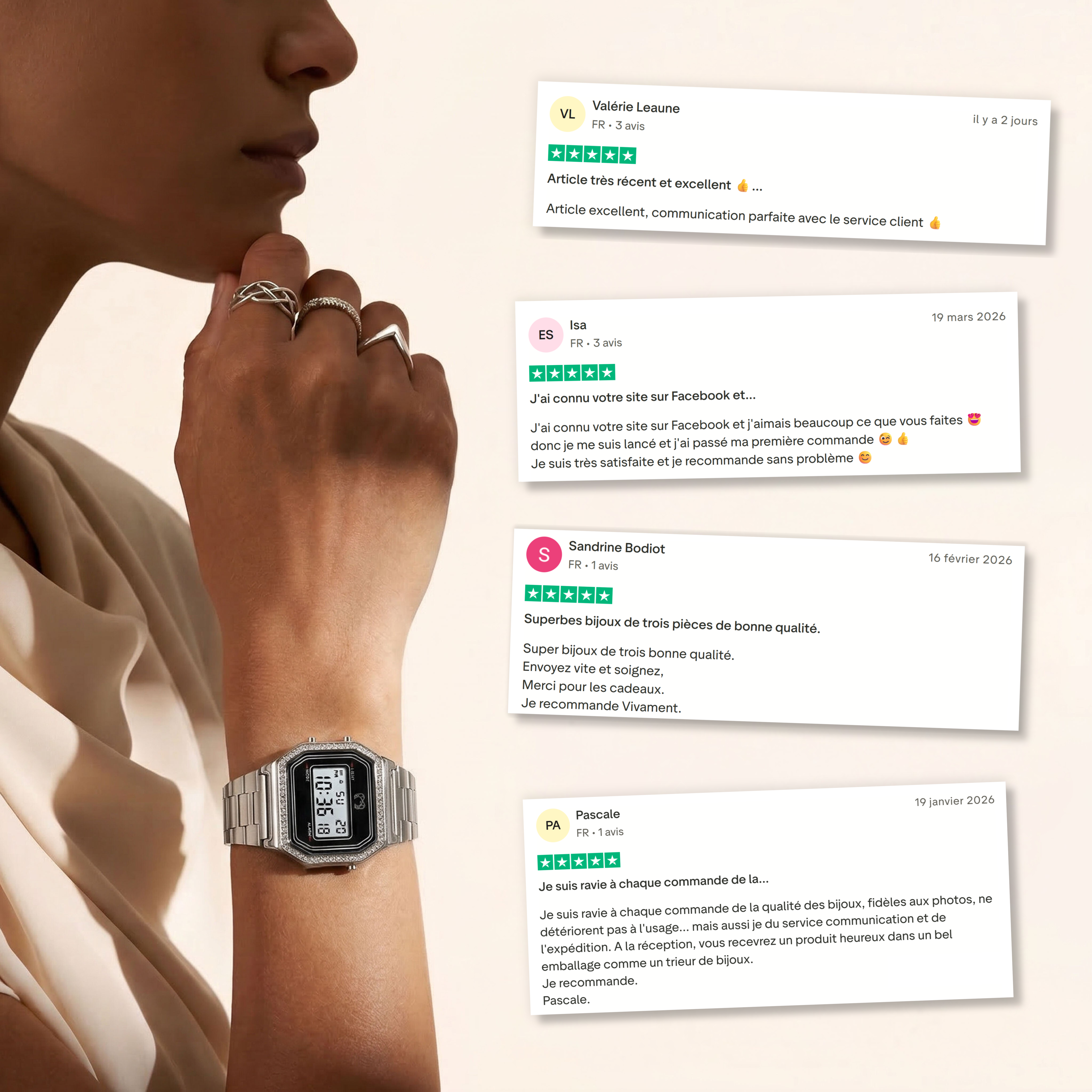 Montre Digitale Vintage Brillant ~ Argent