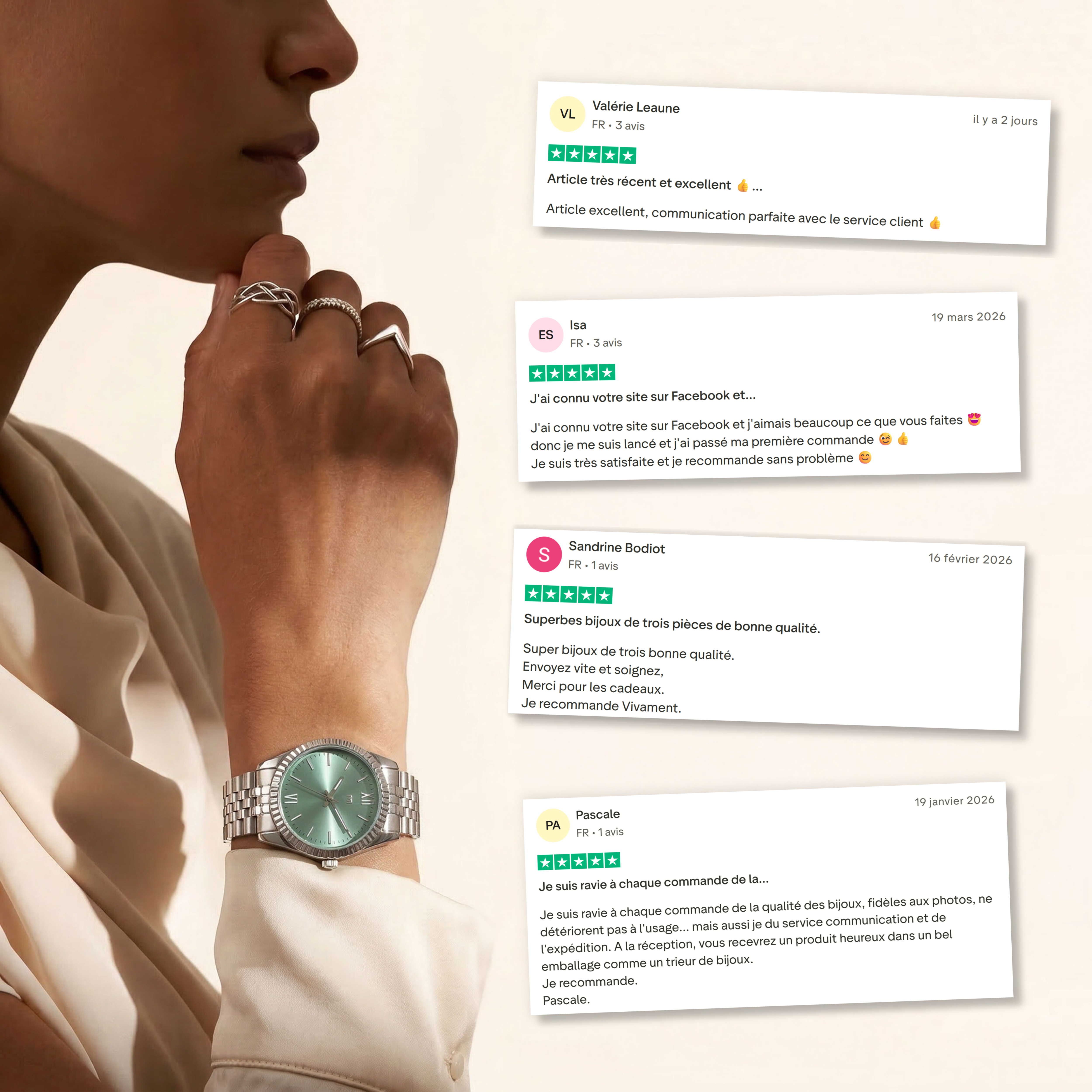 Montre Siècle ~ Argent Vert Clair