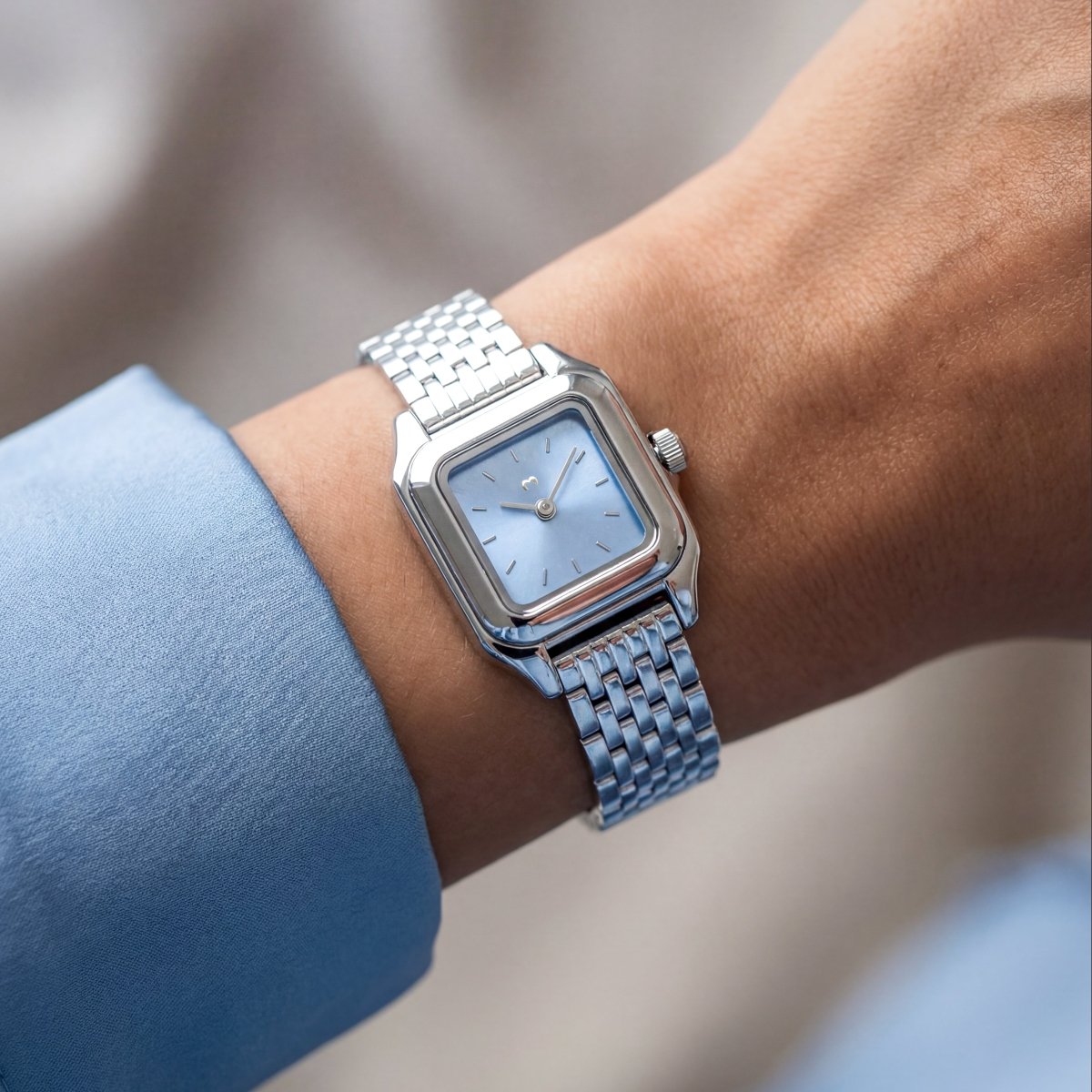 Montre Hampton ~ Argent Bleu Clair