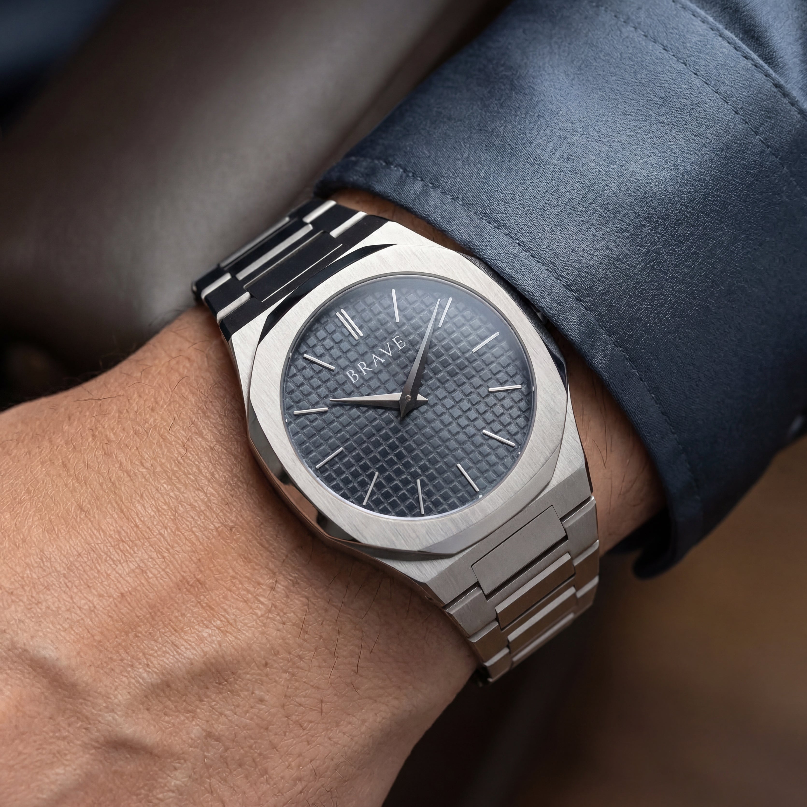 Montre BRAVE Empire ~ Argent-Marine