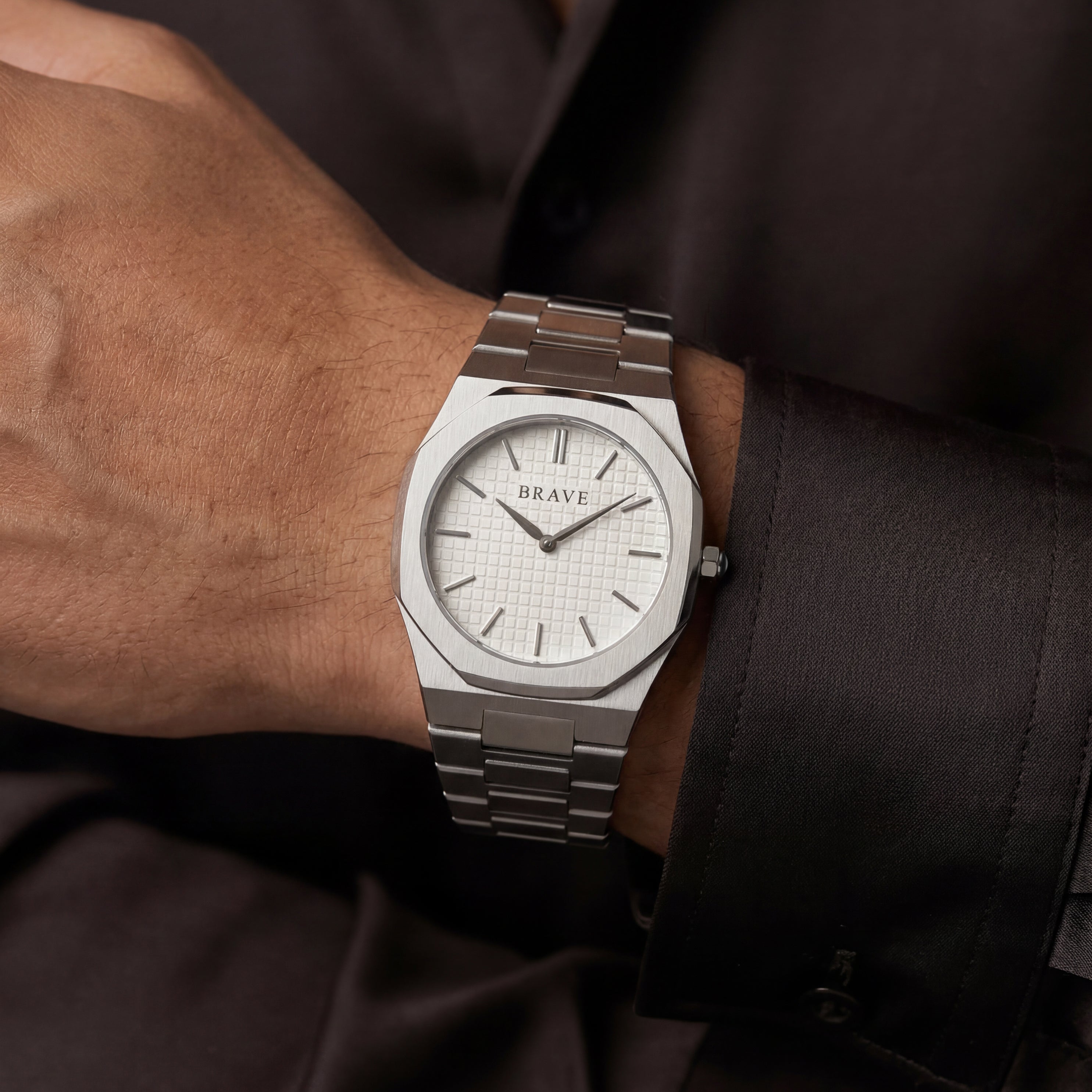 Montre BRAVE Empire ~ Argent-Blanc