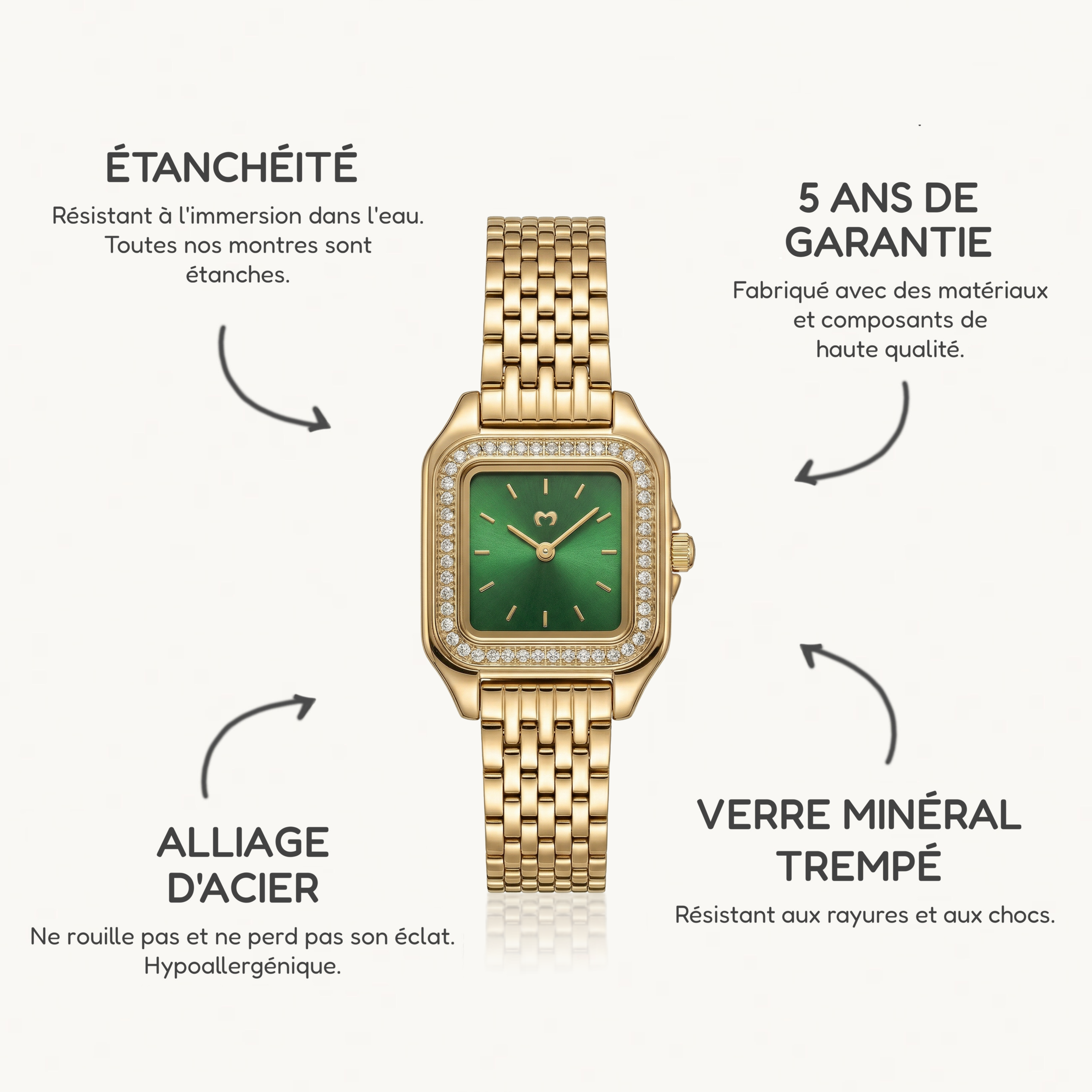 Montre Hampton Lux ~ Or-Vert
