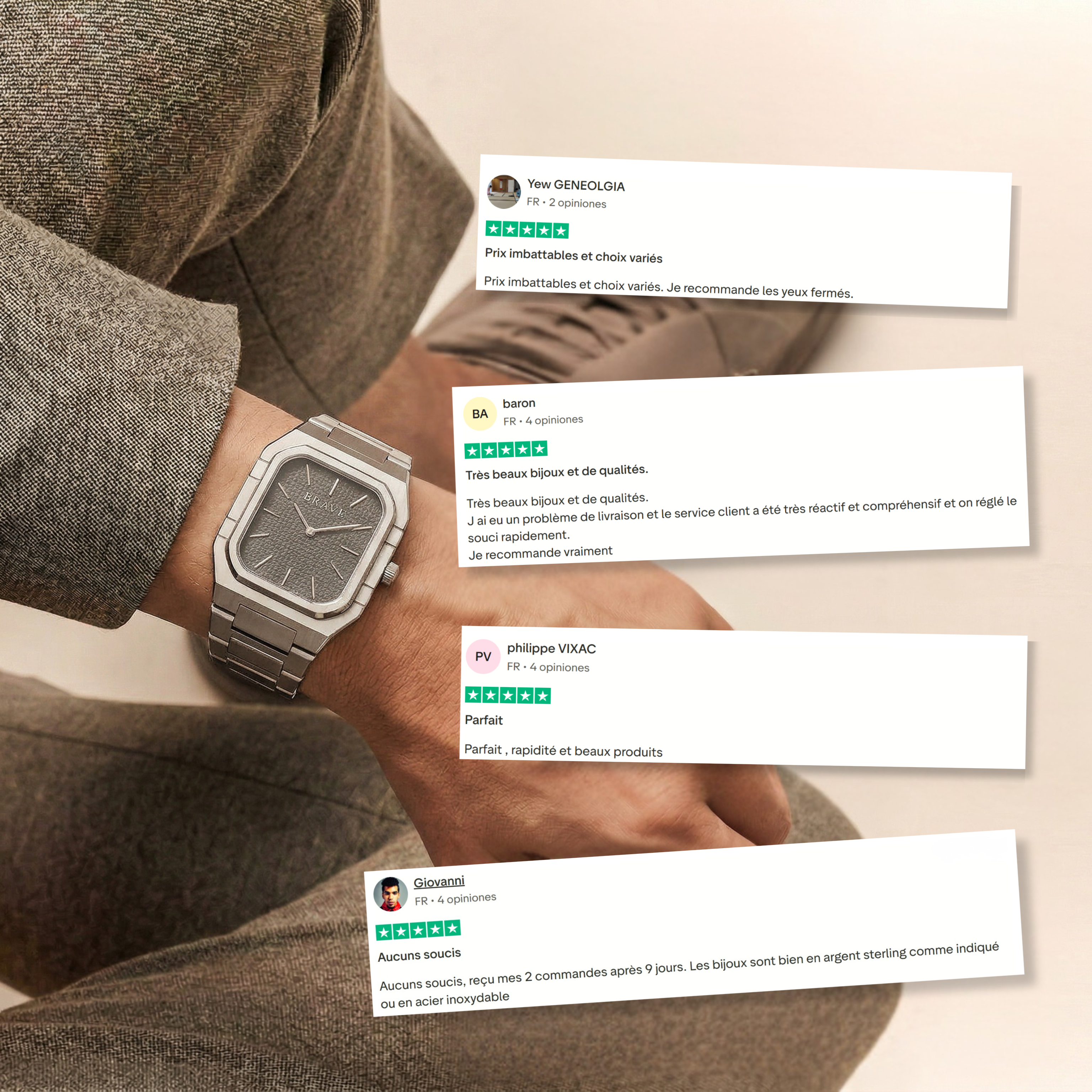 Montre BRAVE Brando ~ Argent-Noir