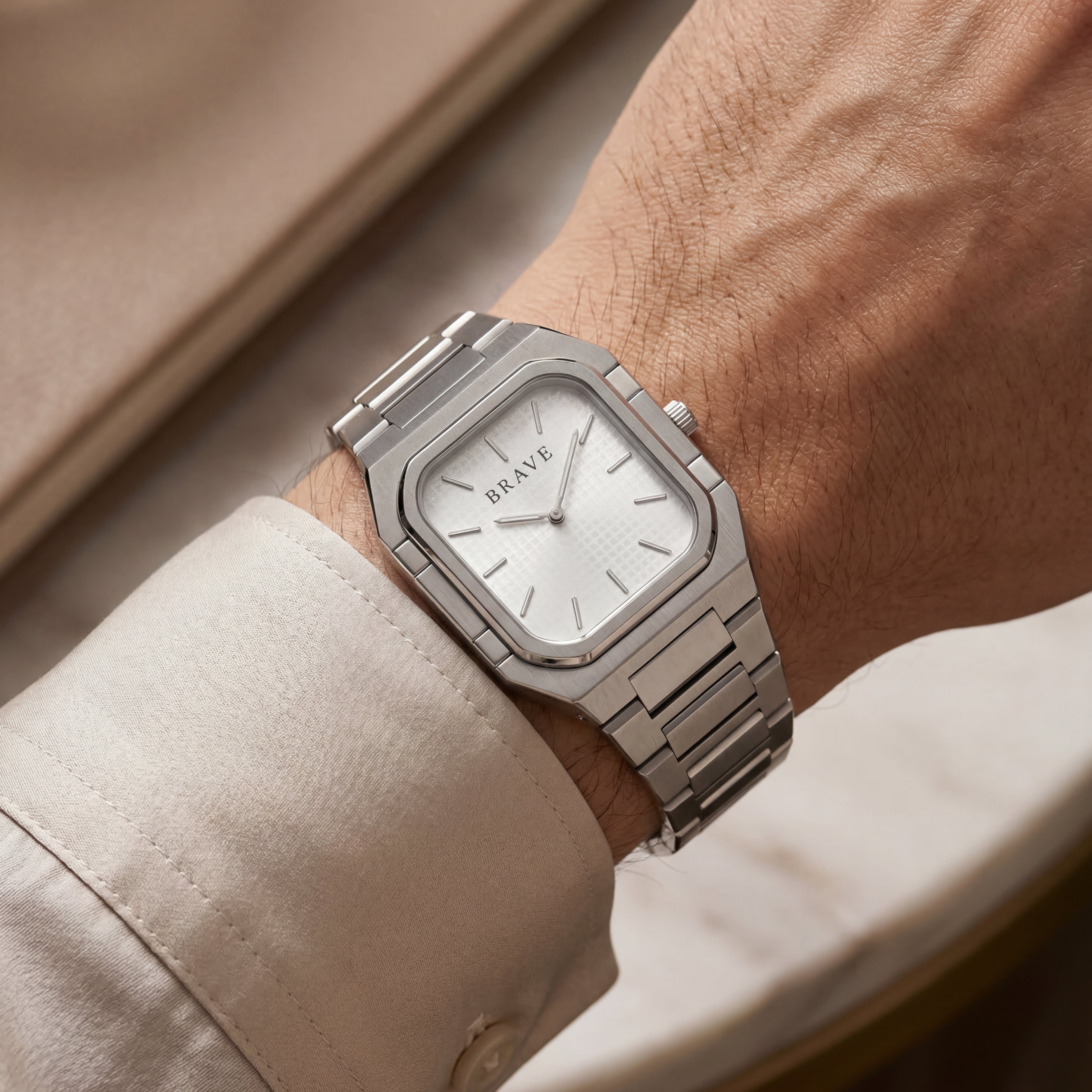 Montre BRAVE Brando ~ Argent-Blanc