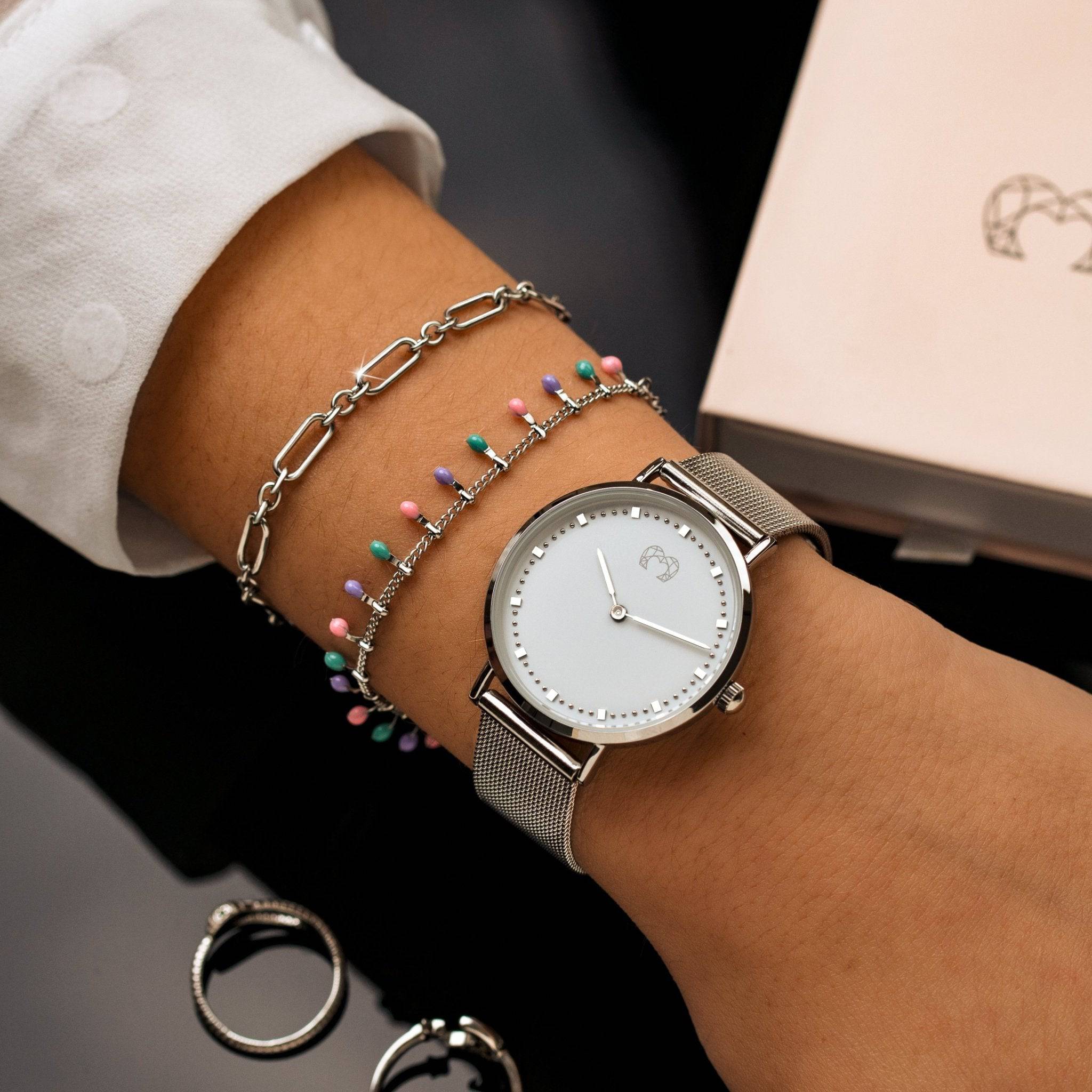 Montre Juliette ~ Argent Blanc - LaMaisonDesBijoux
