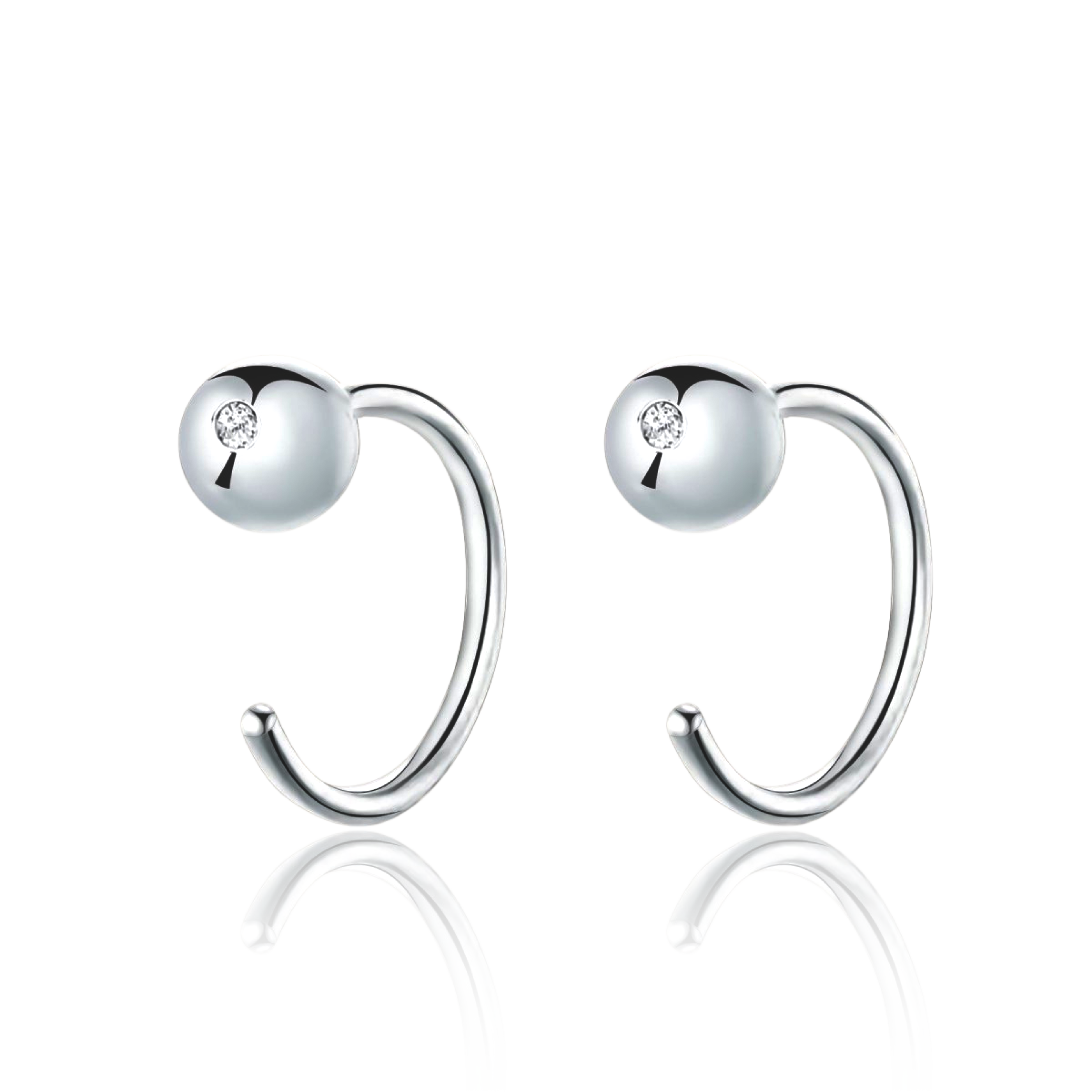 Boucles d'oreilles Demi-anneau Boule - LaMaisonDesBijoux