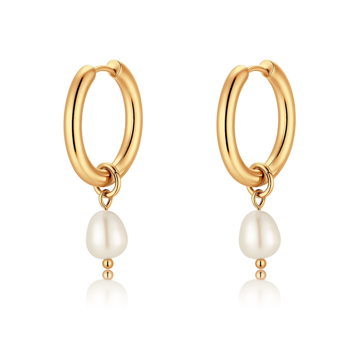 Boucles d'oreilles Anneux Perle Asymétrique