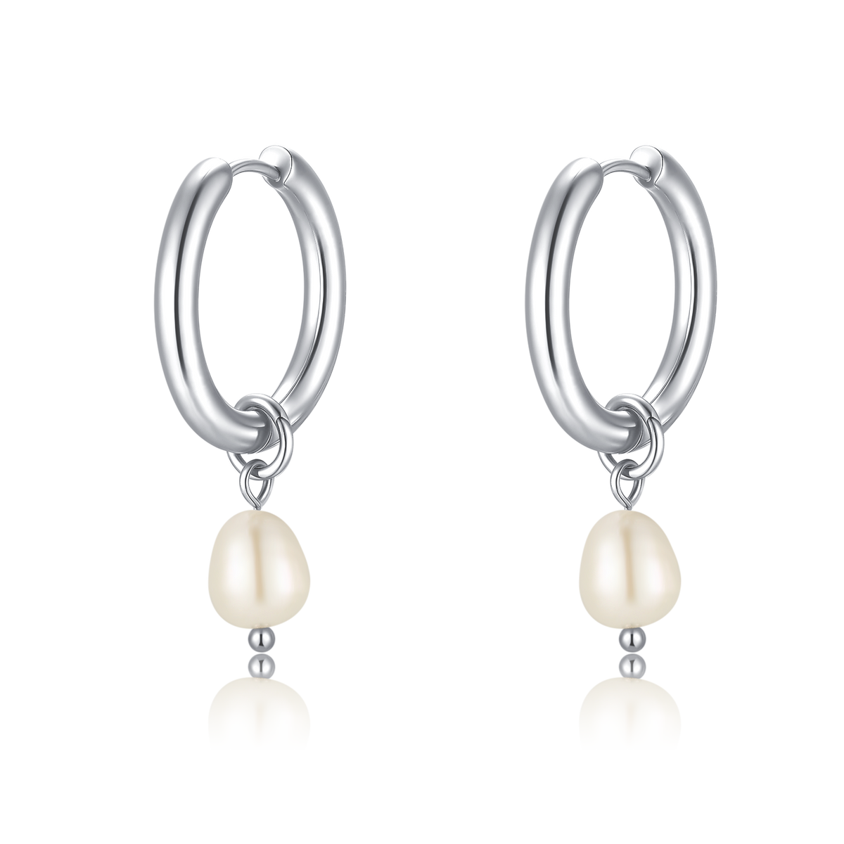 Boucles d'oreilles Anneux Perle Asymétrique