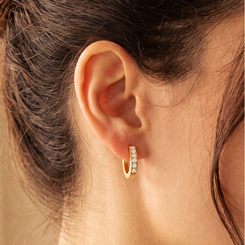 Boucles d'oreilles Anneaux Zircones Blanches