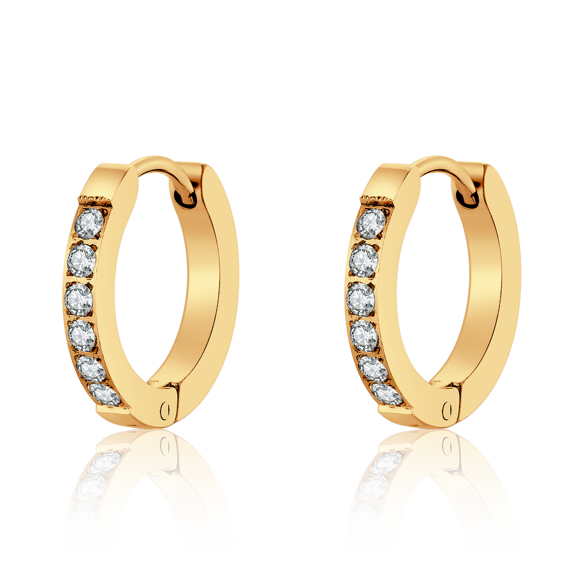 Boucles d'oreilles Anneaux Zircones Blanches