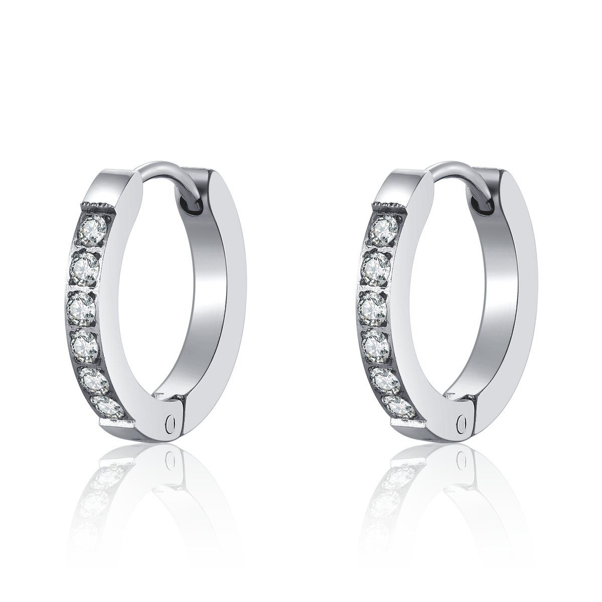 Boucles d'oreilles Anneaux Zircones Blanches