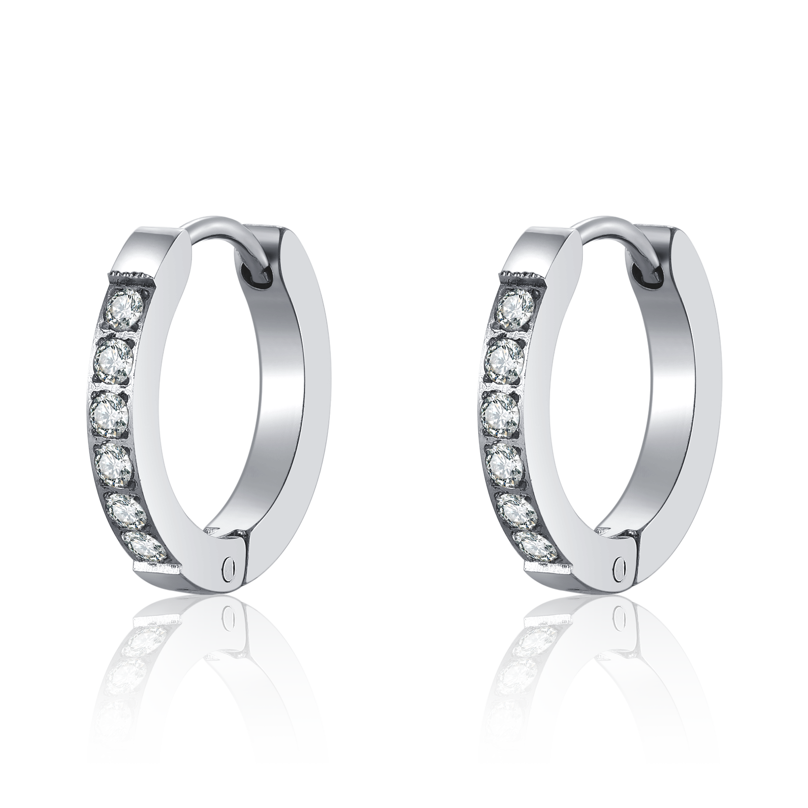 Boucles d'oreilles Anneaux Zircones Blanches