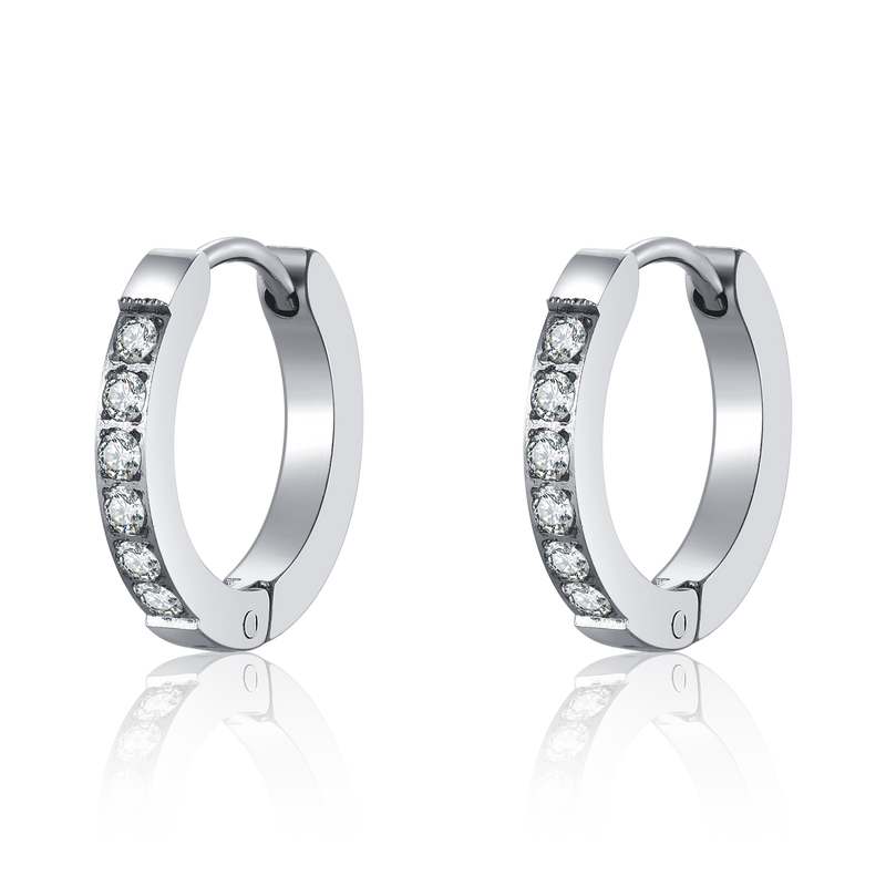 Boucles d'oreilles Anneaux Zircones Blanches