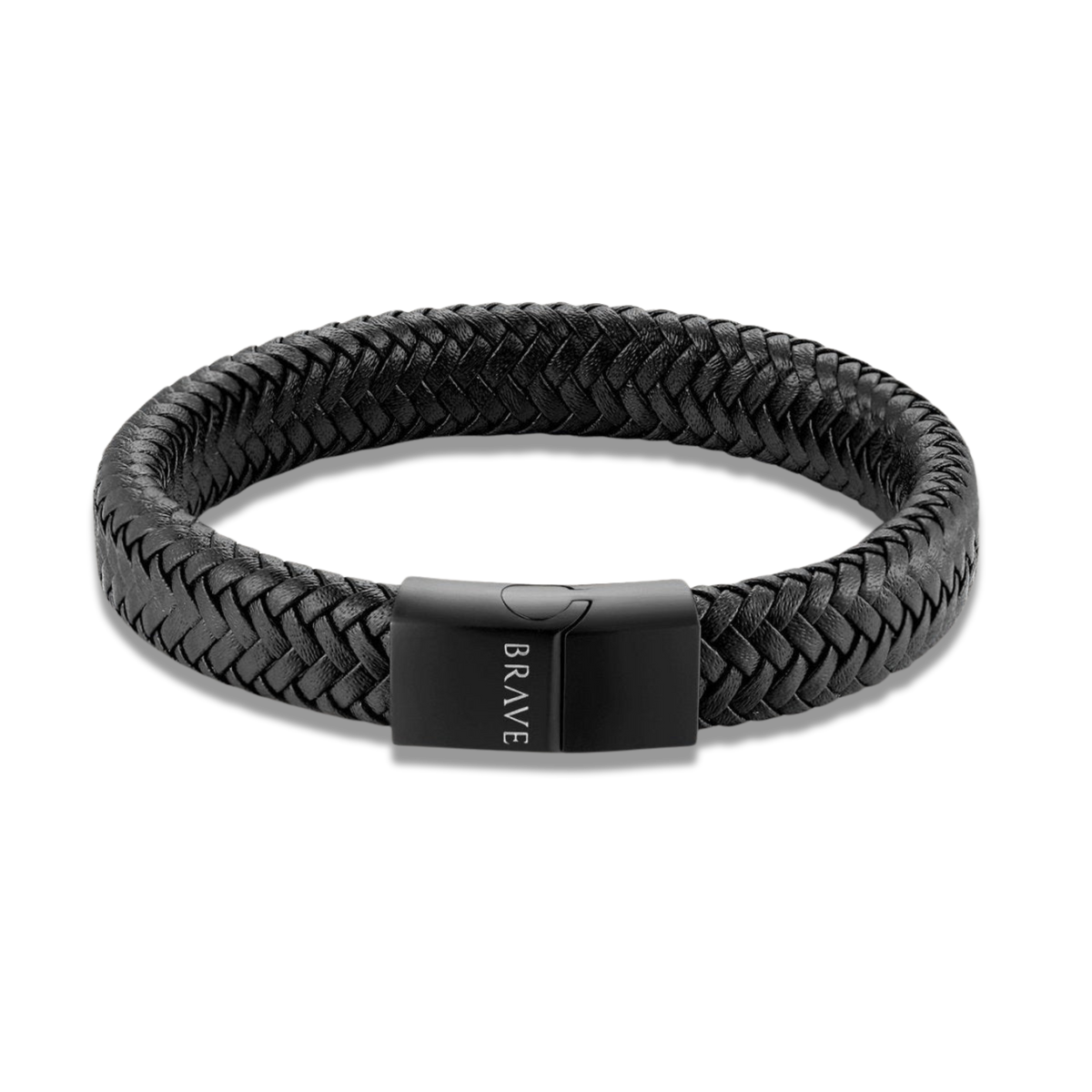 Bracelet Homme En Cuir Noir Et Acier Inoxydable, Fermoir Magnétique, 19-23 Cm