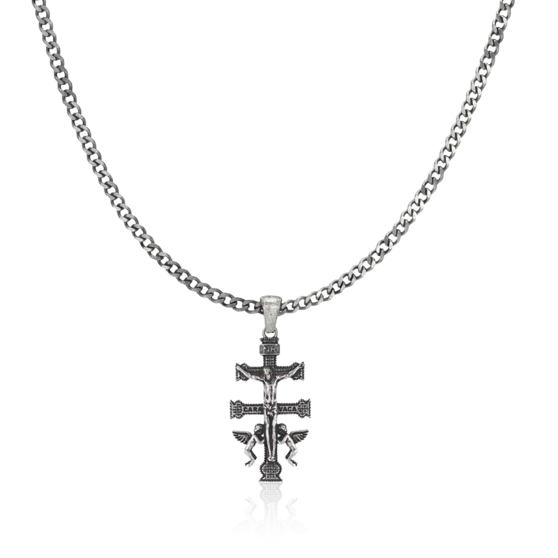 Collier Homme BRAVE Croix de Caravaca - LaMaisonDesBijoux