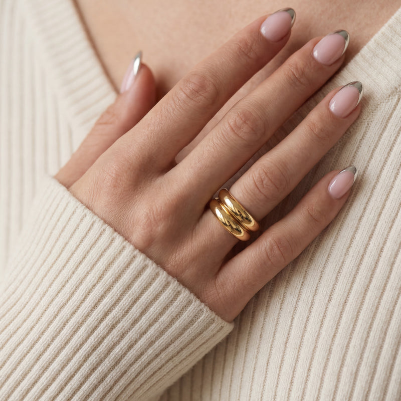 Bague Double Relief Fin