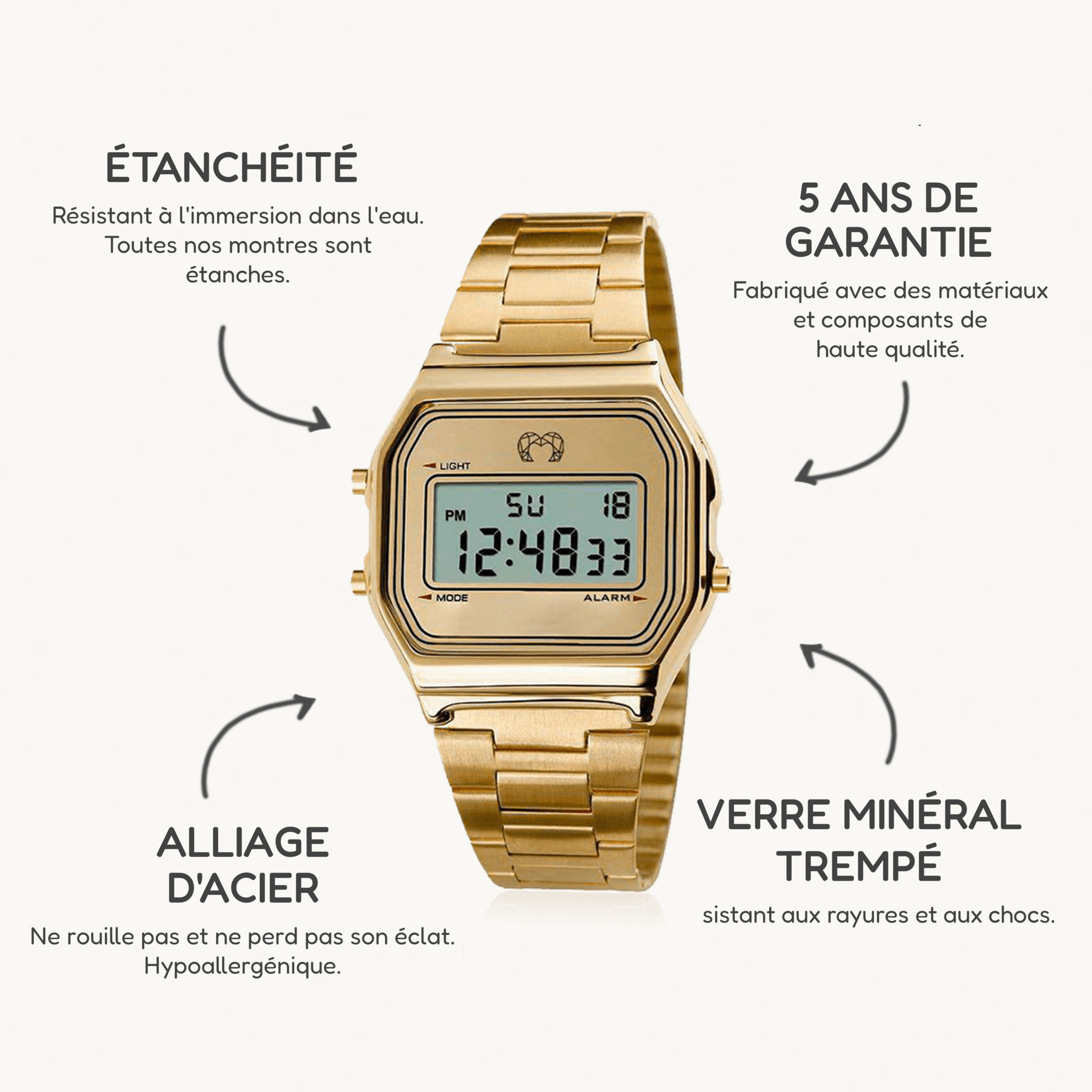 Retro Digitaluhr ~ Gold