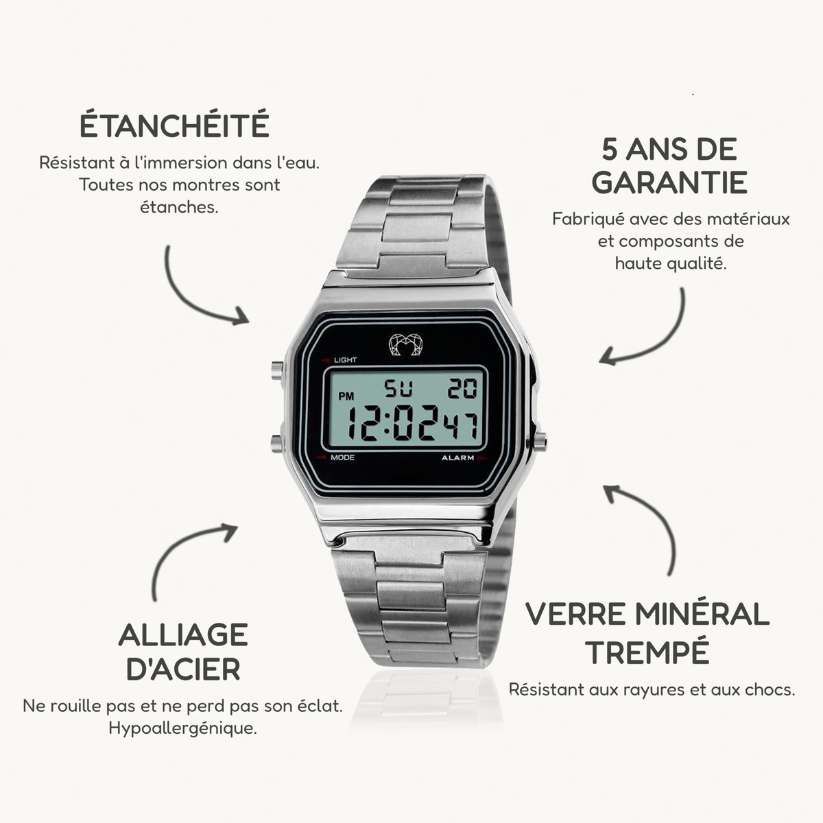 Vintage Digitaluhr ~ Silber
