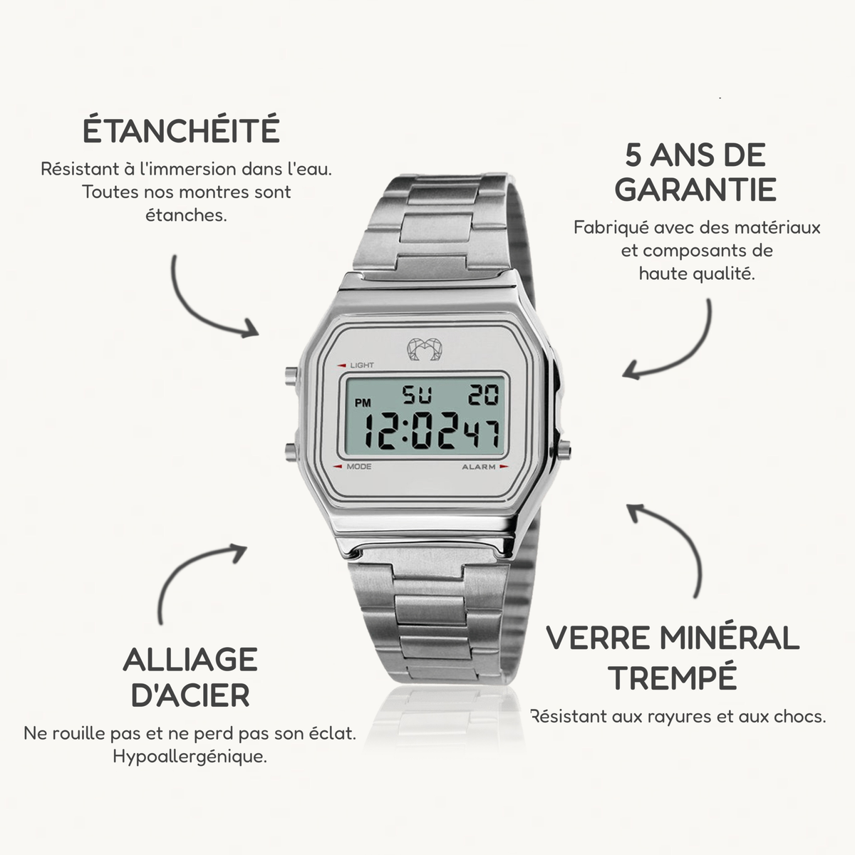 Montre Digitale Vintage ~ Argent