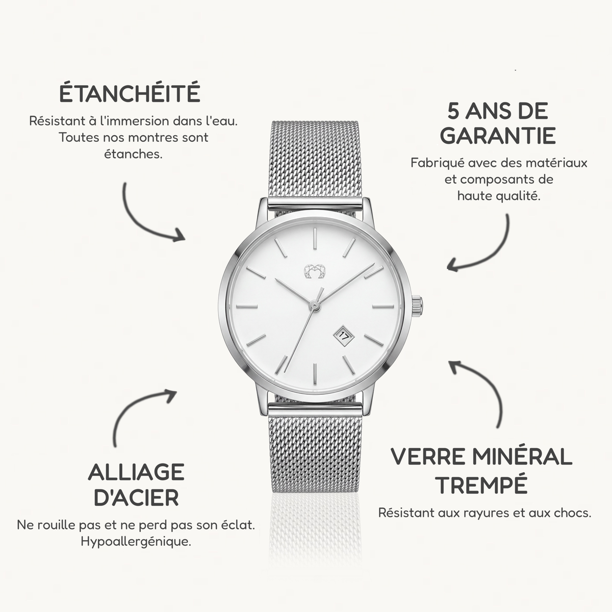 Montre Marseille ~ Argent Blanc
