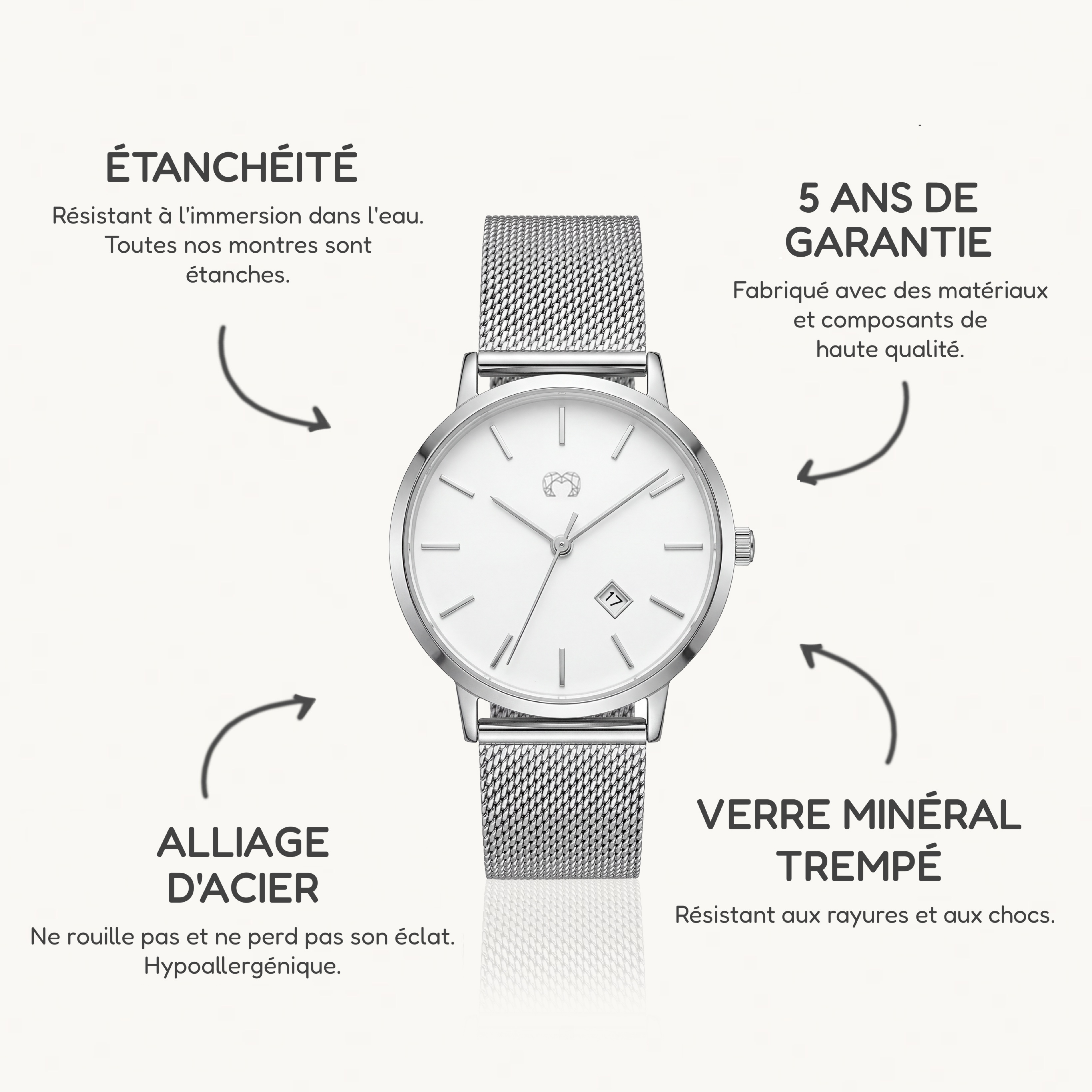 Montre Marseille ~ Argent Blanc