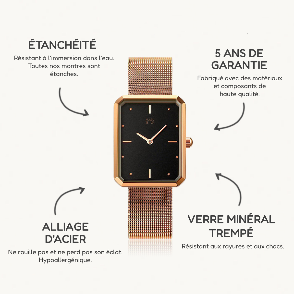 Montre Capitaine ~ Rose Noir