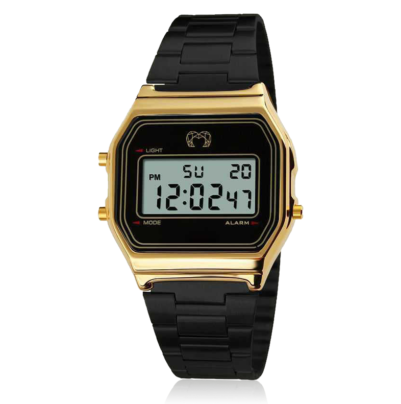 Montre Digitale Rétro ~ Noir Or