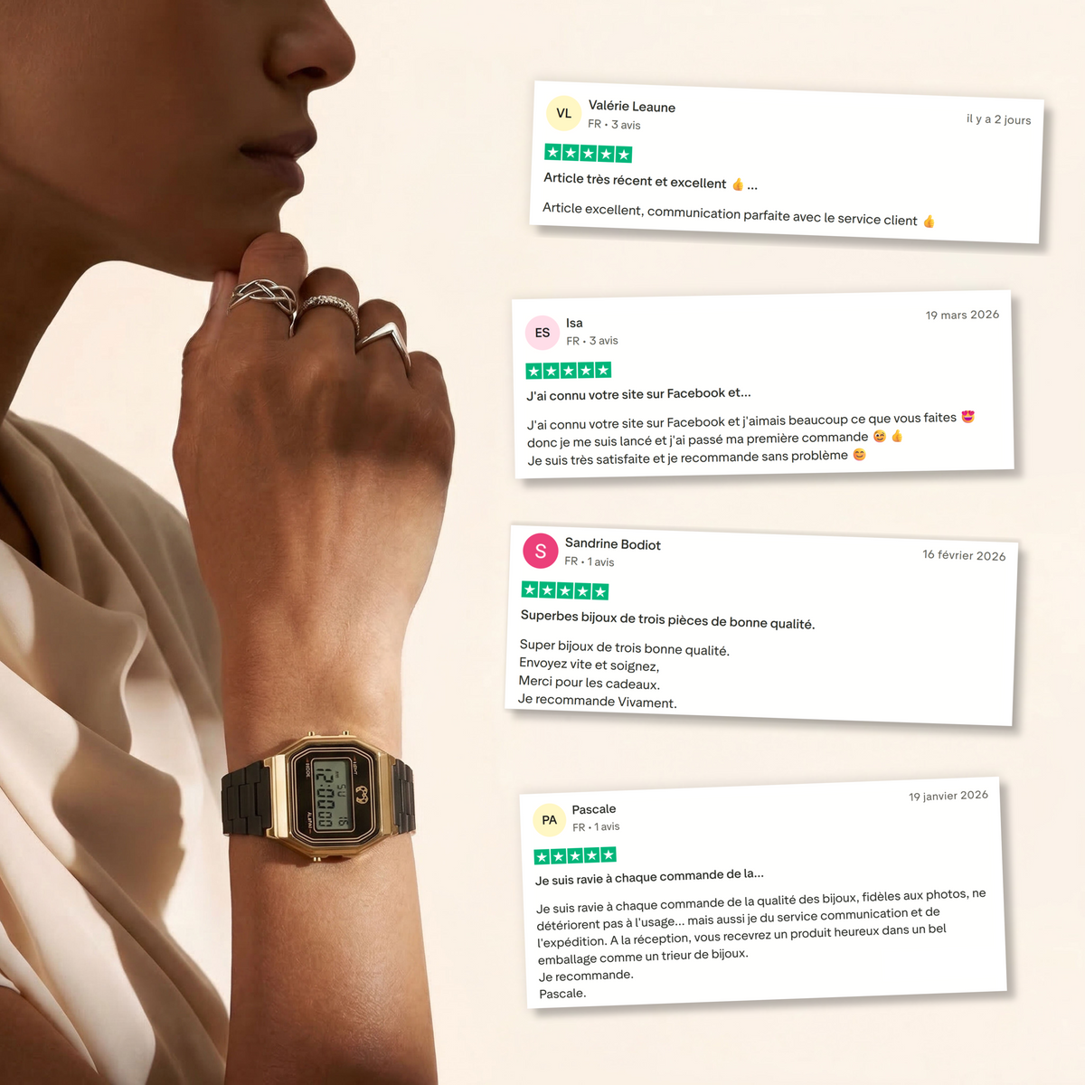Montre Digitale Vintage ~ Noir Or