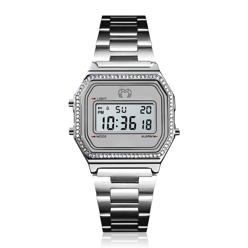 Montre Digitale Vintage Brillant ~ Silver