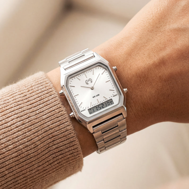 Montre Rétro Vintage ~ Argent Blanc