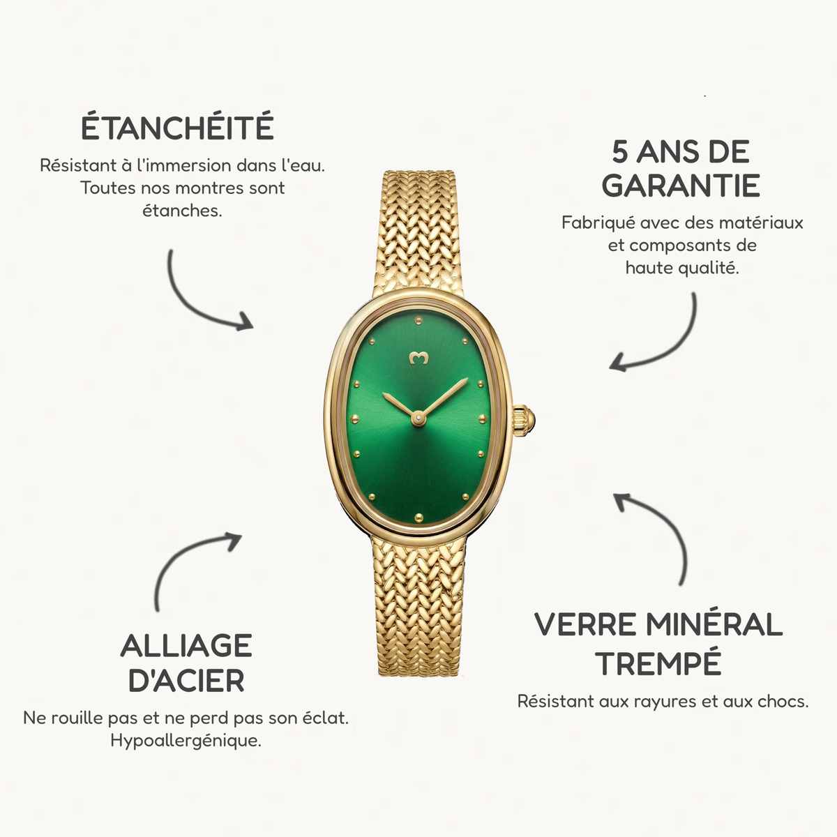 Montre Vintage Royale ~ Or Vert