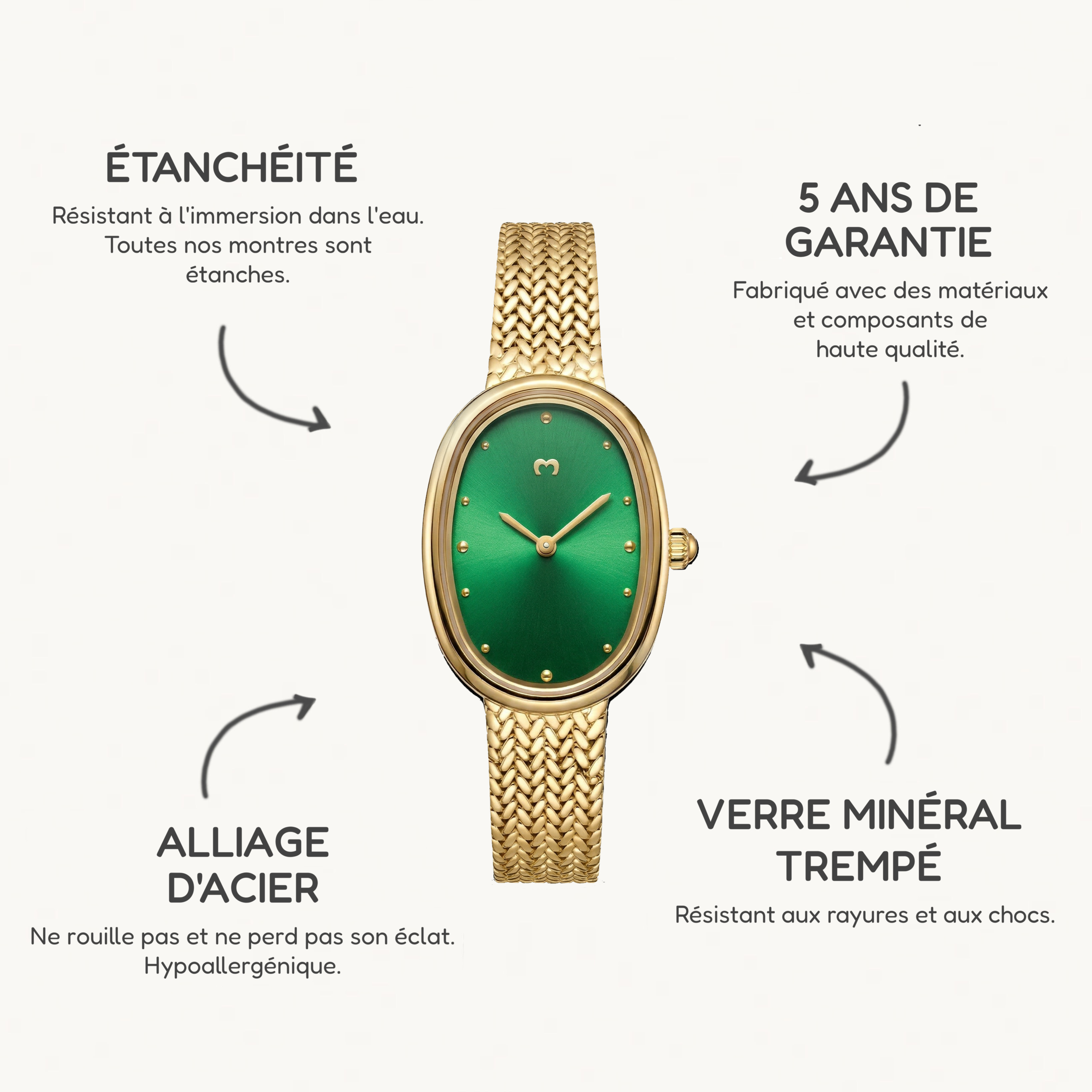 Montre Vintage Royale ~ Or Vert