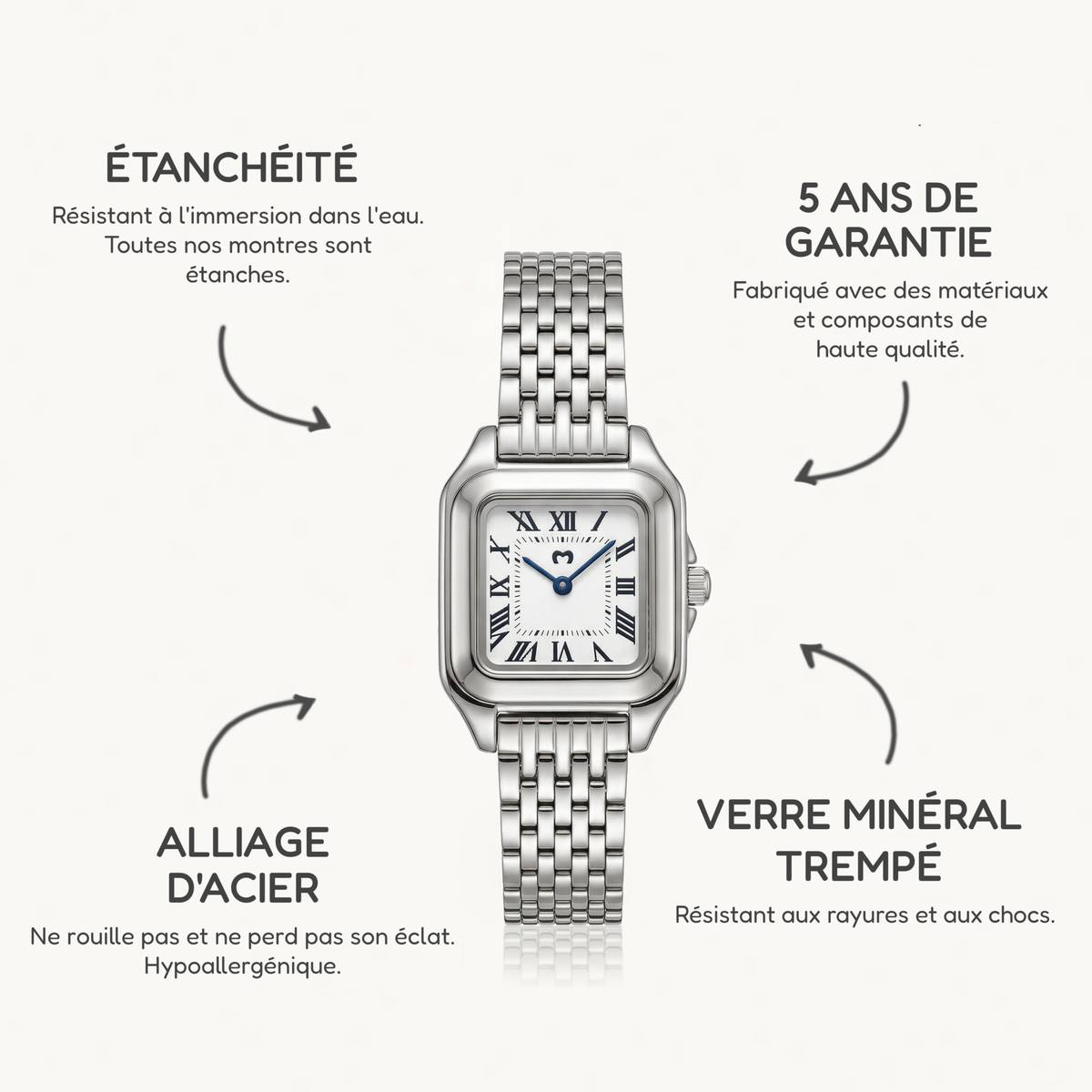 Montre Europe ~ Argent Blanc