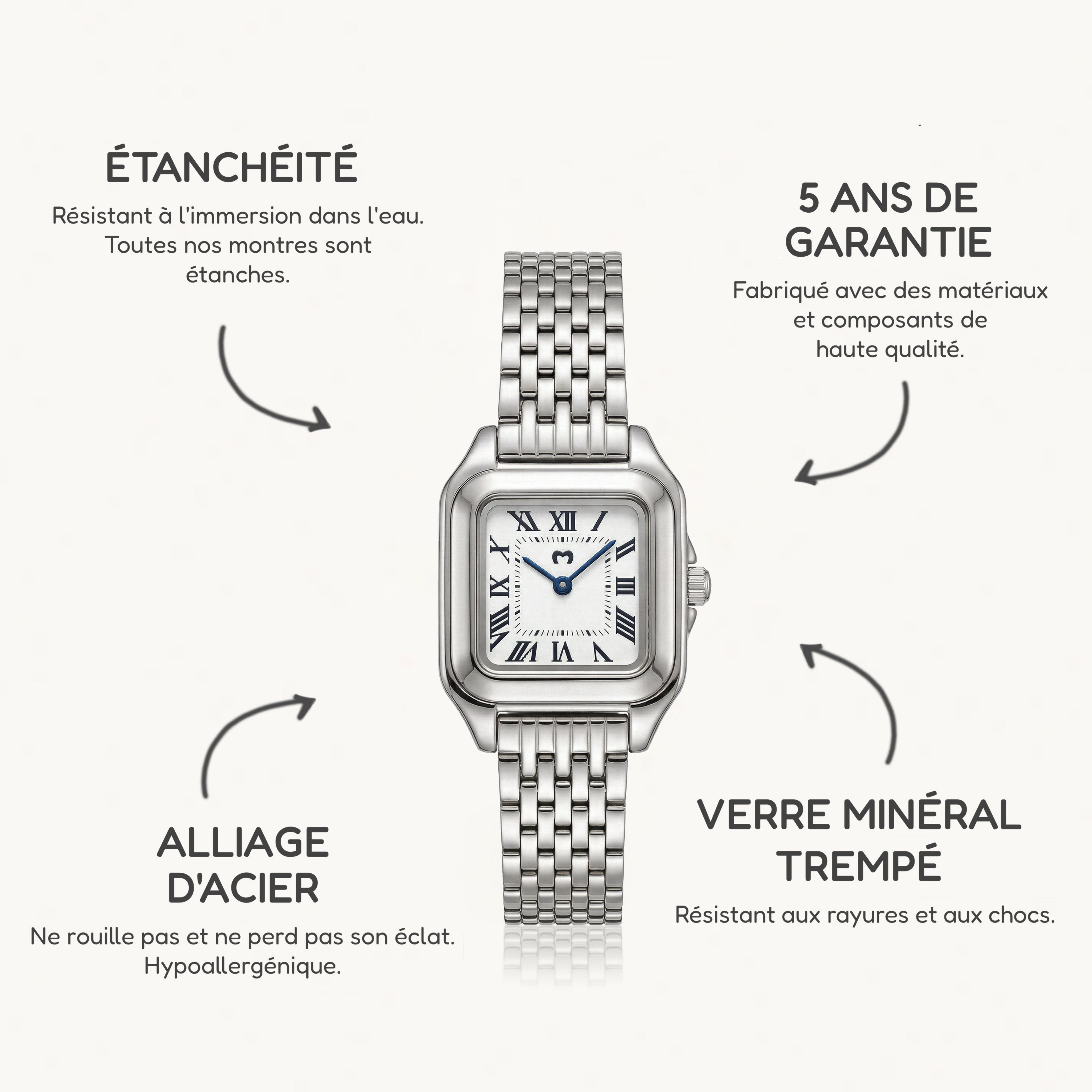Montre Europe ~ Argent Blanc