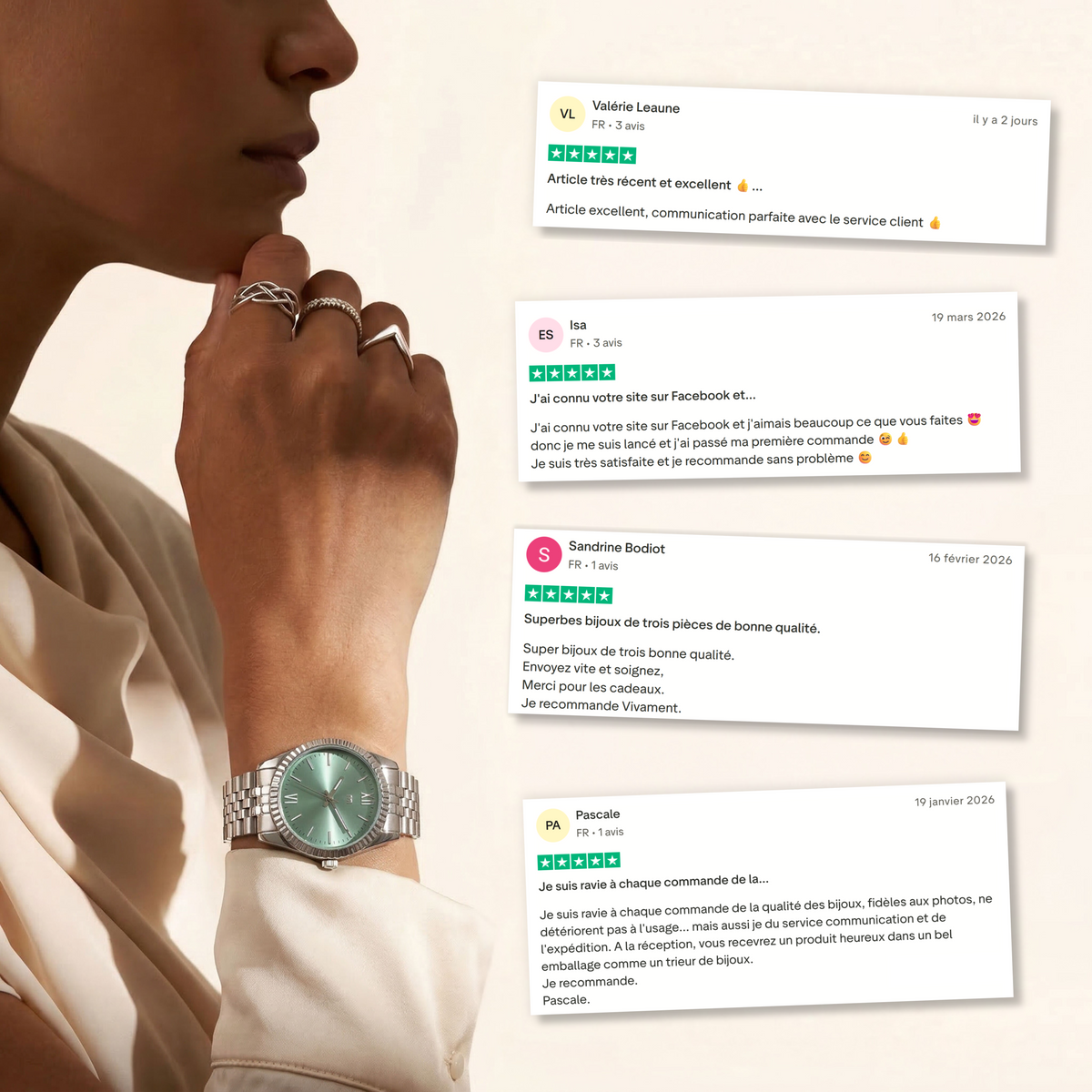 Montre Siècle ~ Argent Vert Clair