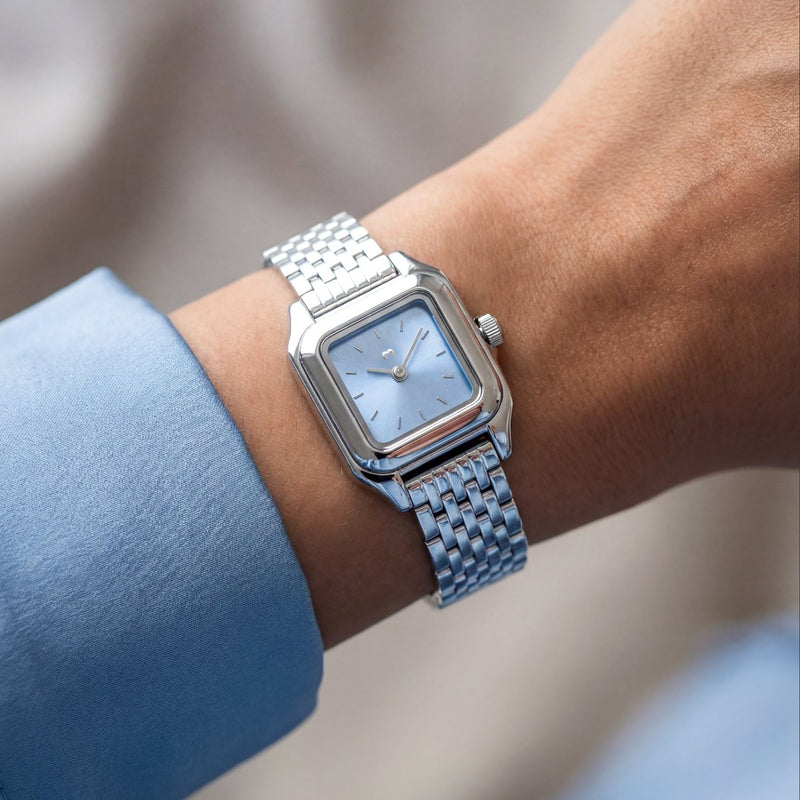 Montre Hampton ~ Argent Bleu Clair