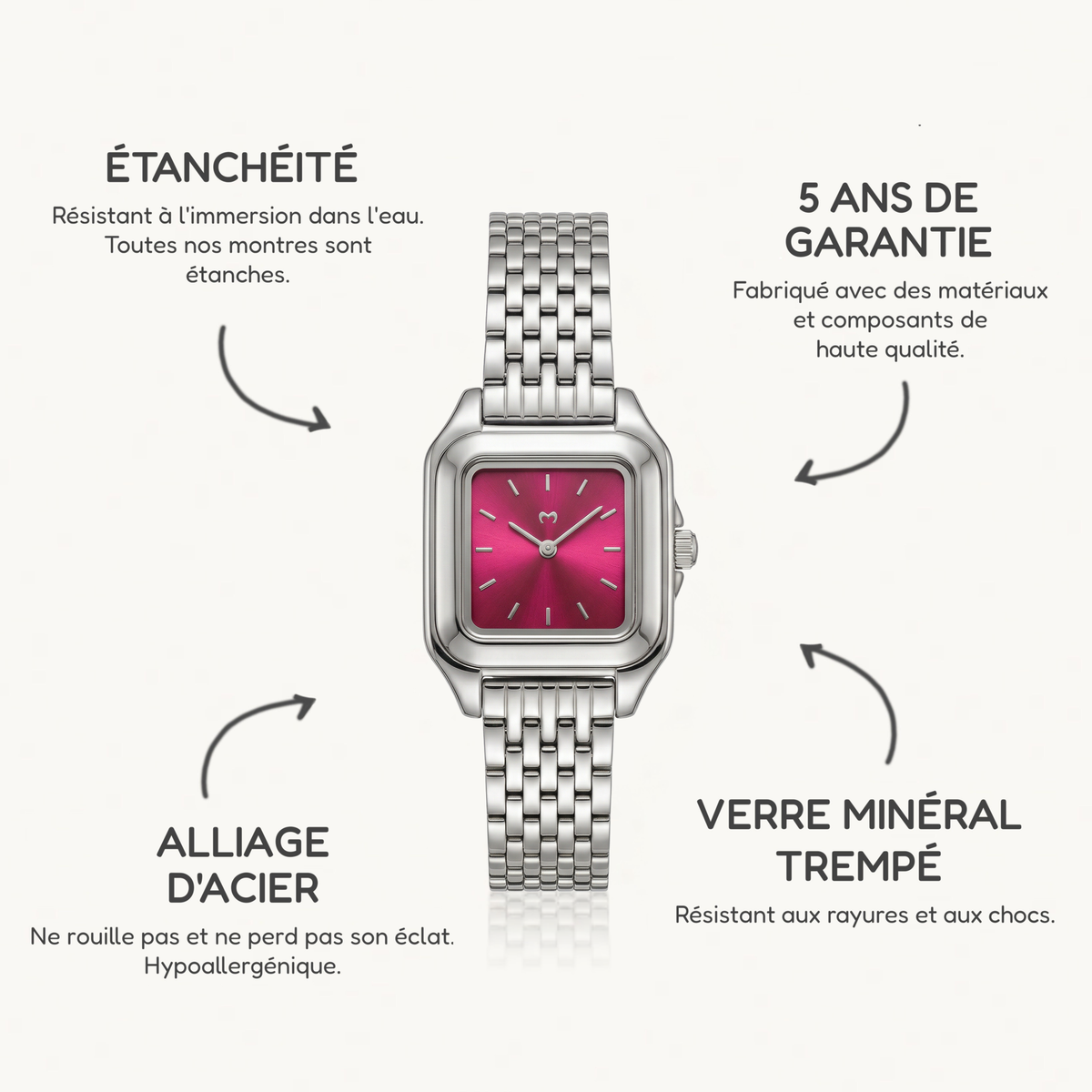 Vintage Retro Uhr ~ Silber Weiß