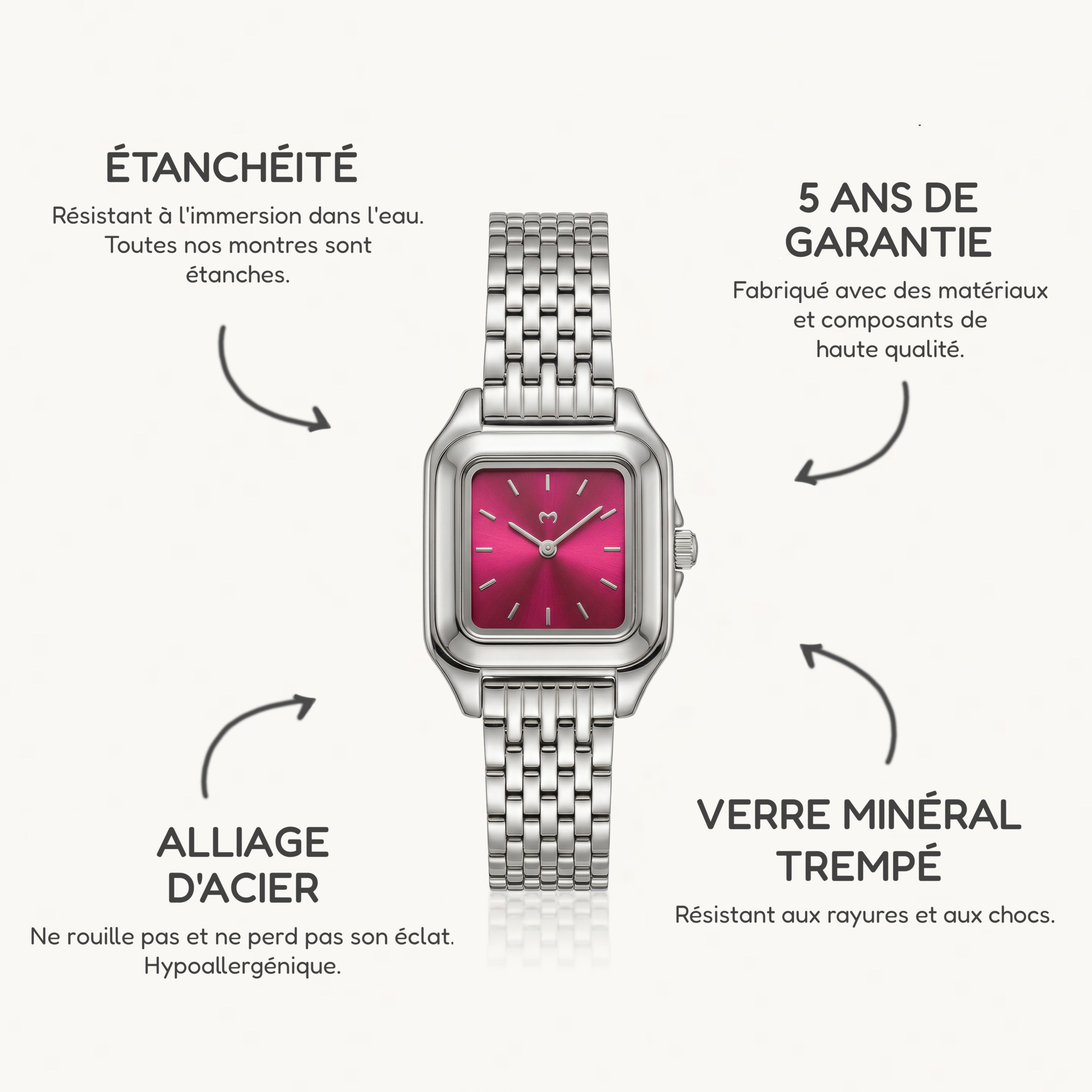 Vintage Retro Uhr ~ Silber Weiß