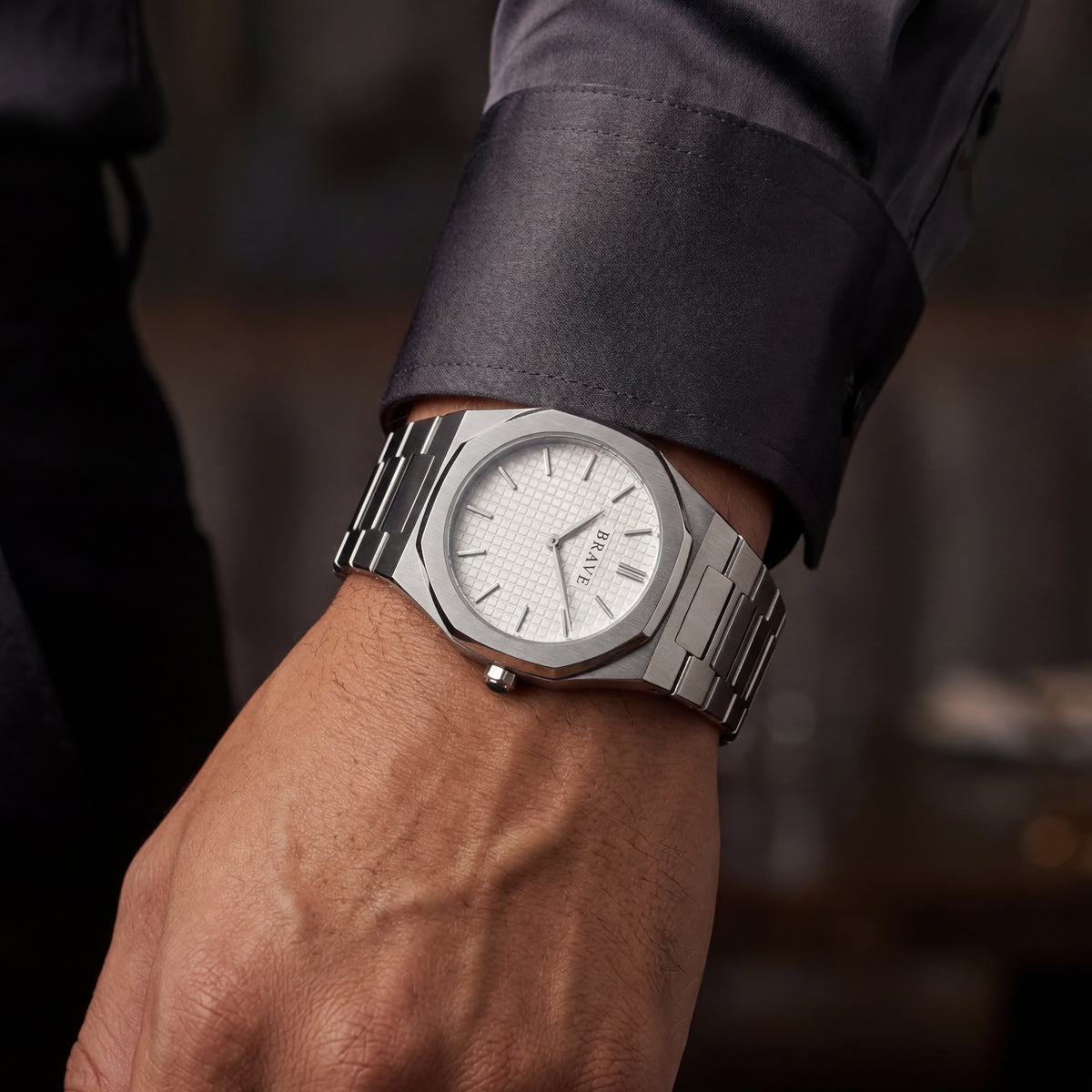 Montre BRAVE Empire ~ Argent-Blanc