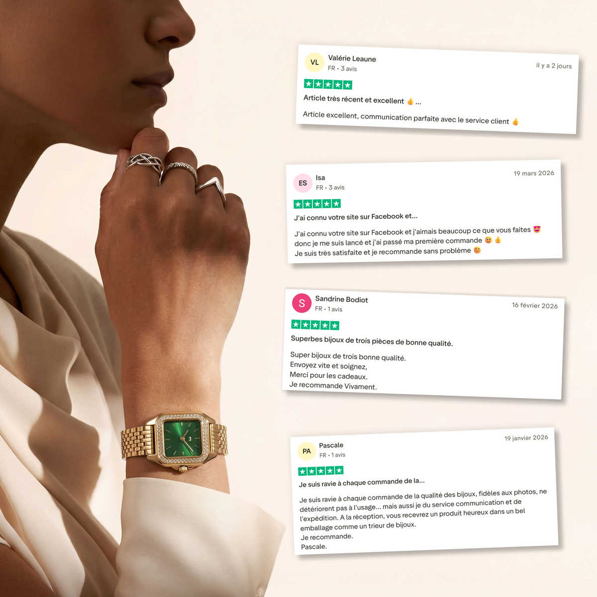 Montre Hampton Lux ~ Or-Vert