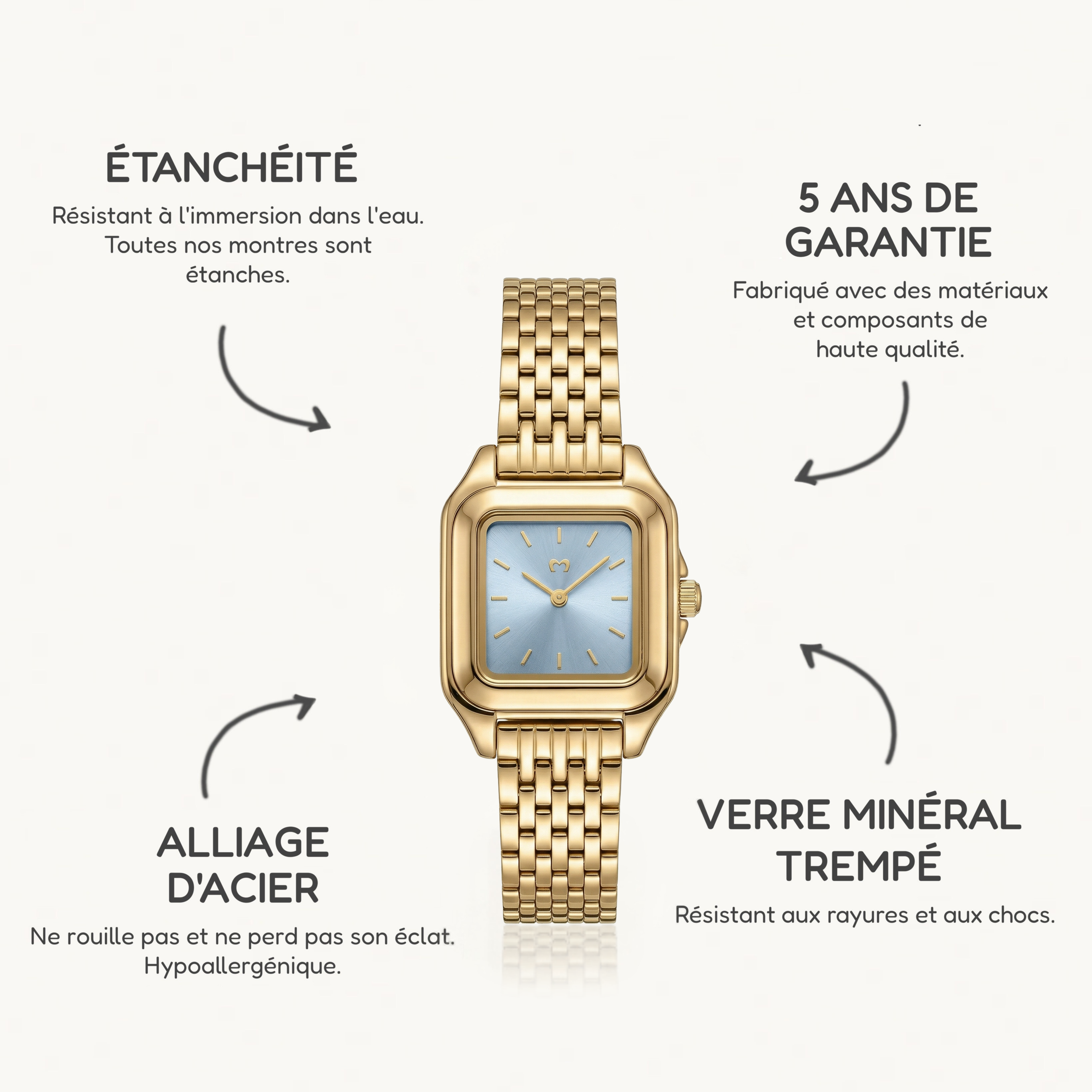 Montre Hampton ~ Or-Bleu