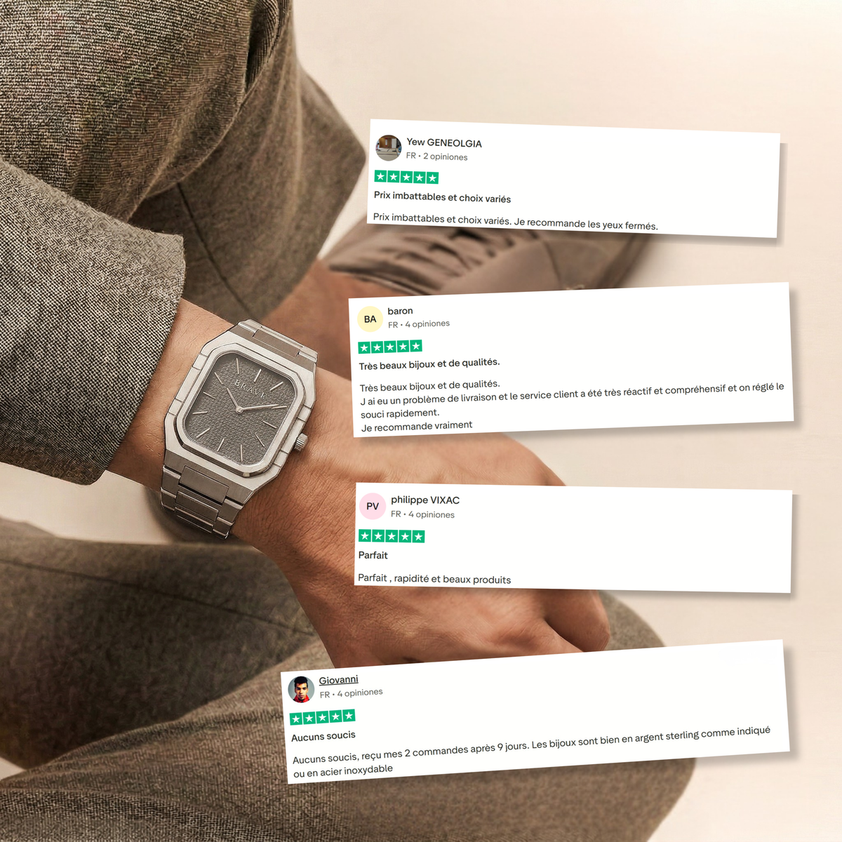 Montre BRAVE Brando ~ Argent-Noir