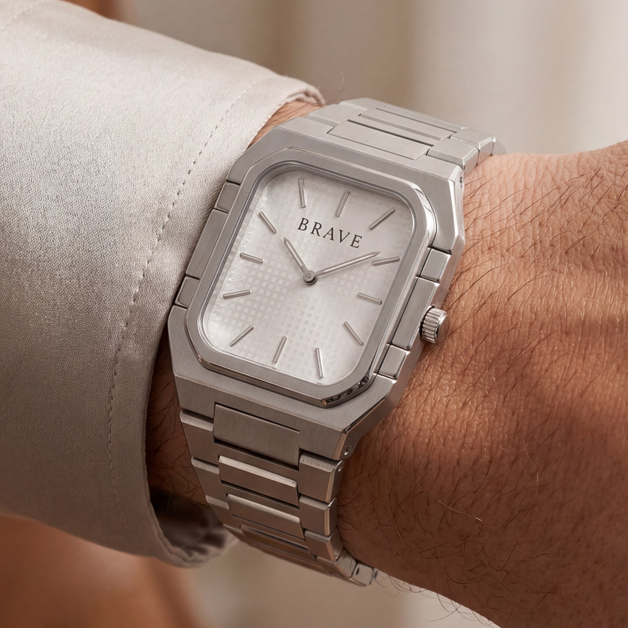 Montre BRAVE Brando ~ Argent-Blanc